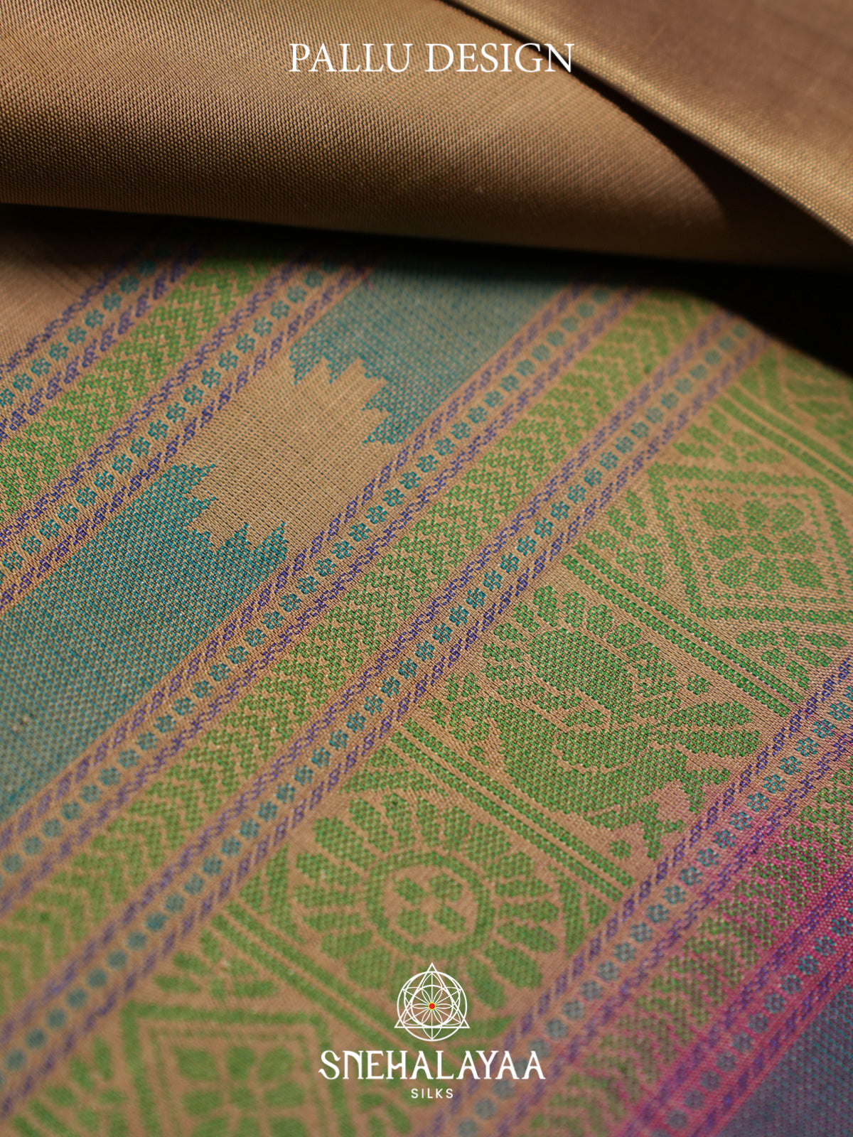 Beige Gold Kanjivaram Silk Saree