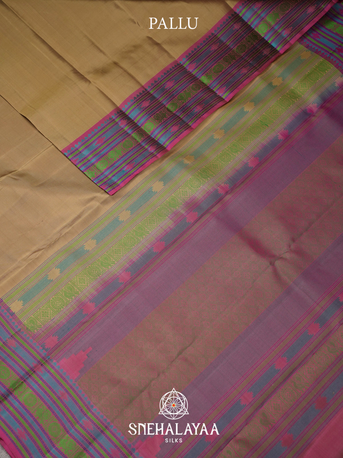 Beige Gold Kanjivaram Silk Saree