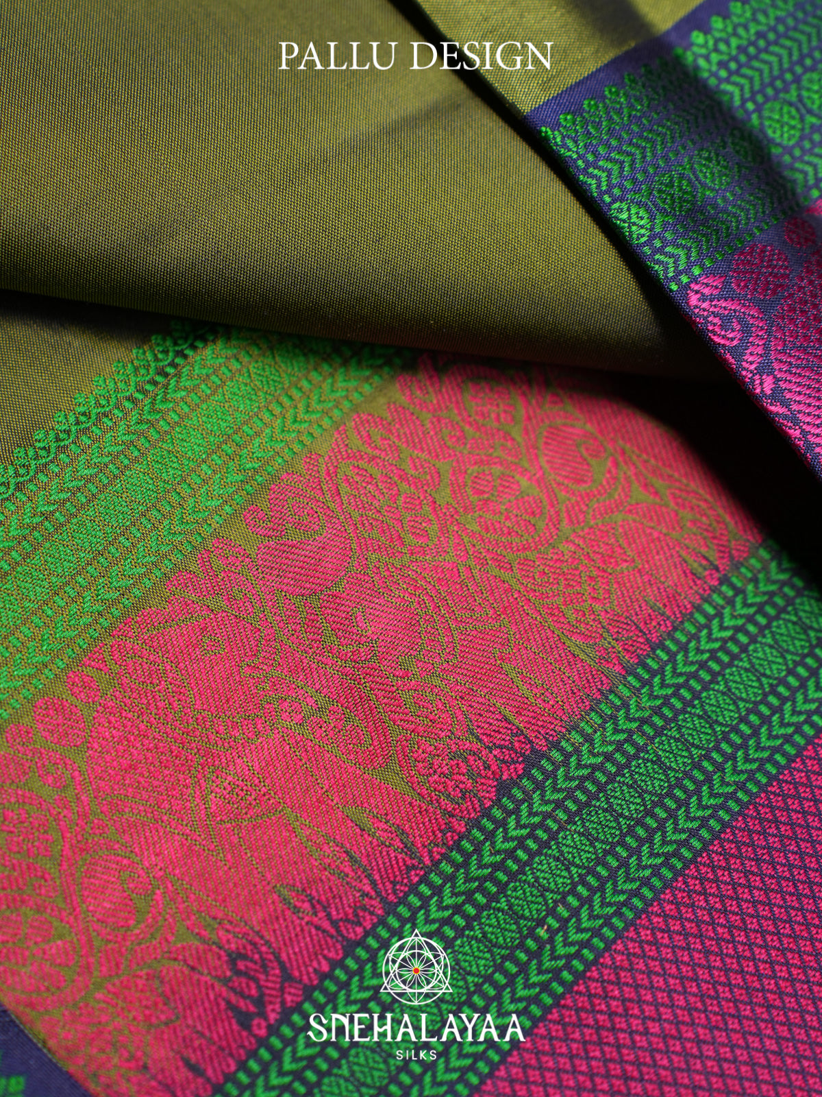 Olive Green Kanjivaram Silk Saree