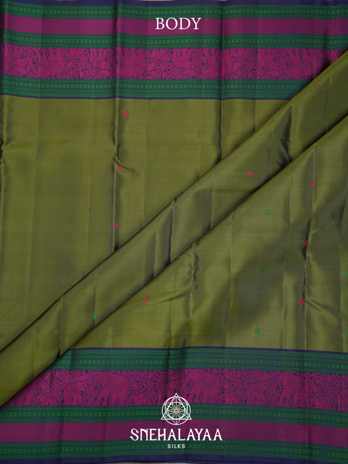 Olive Green Kanjivaram Silk Saree