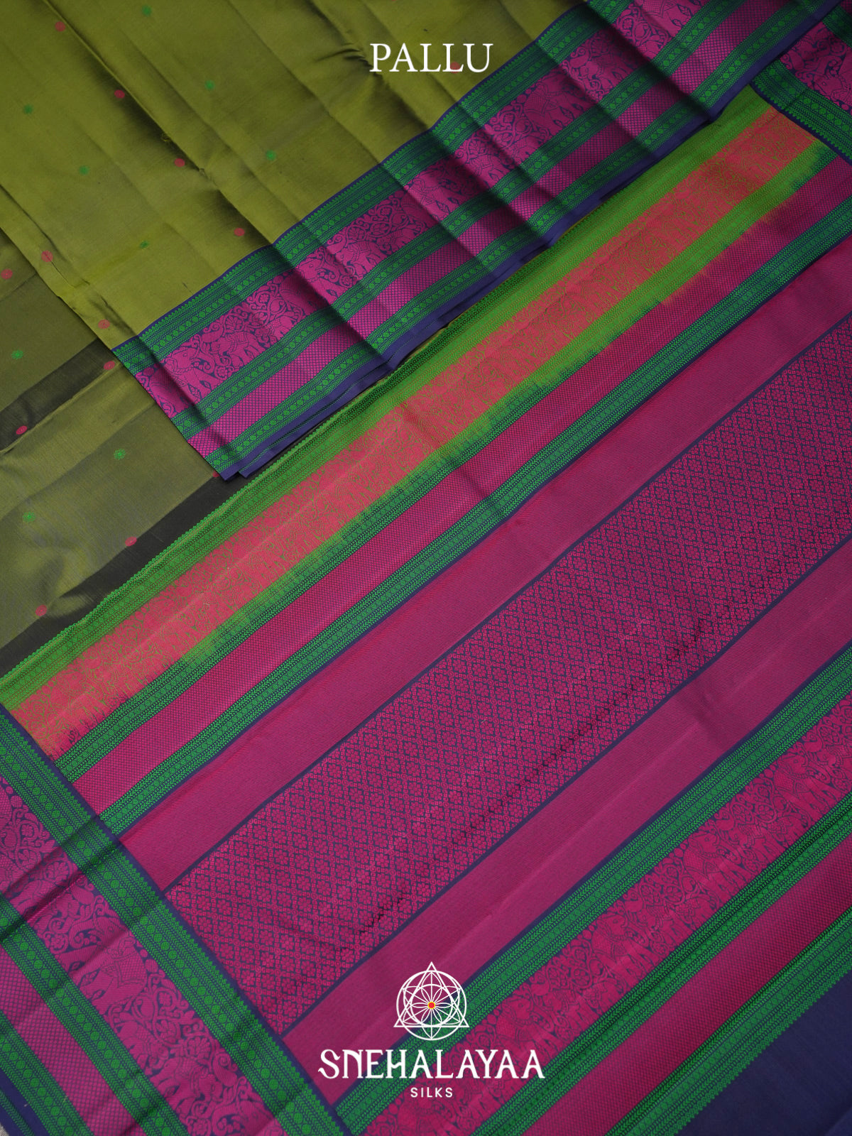 Olive Green Kanjivaram Silk Saree