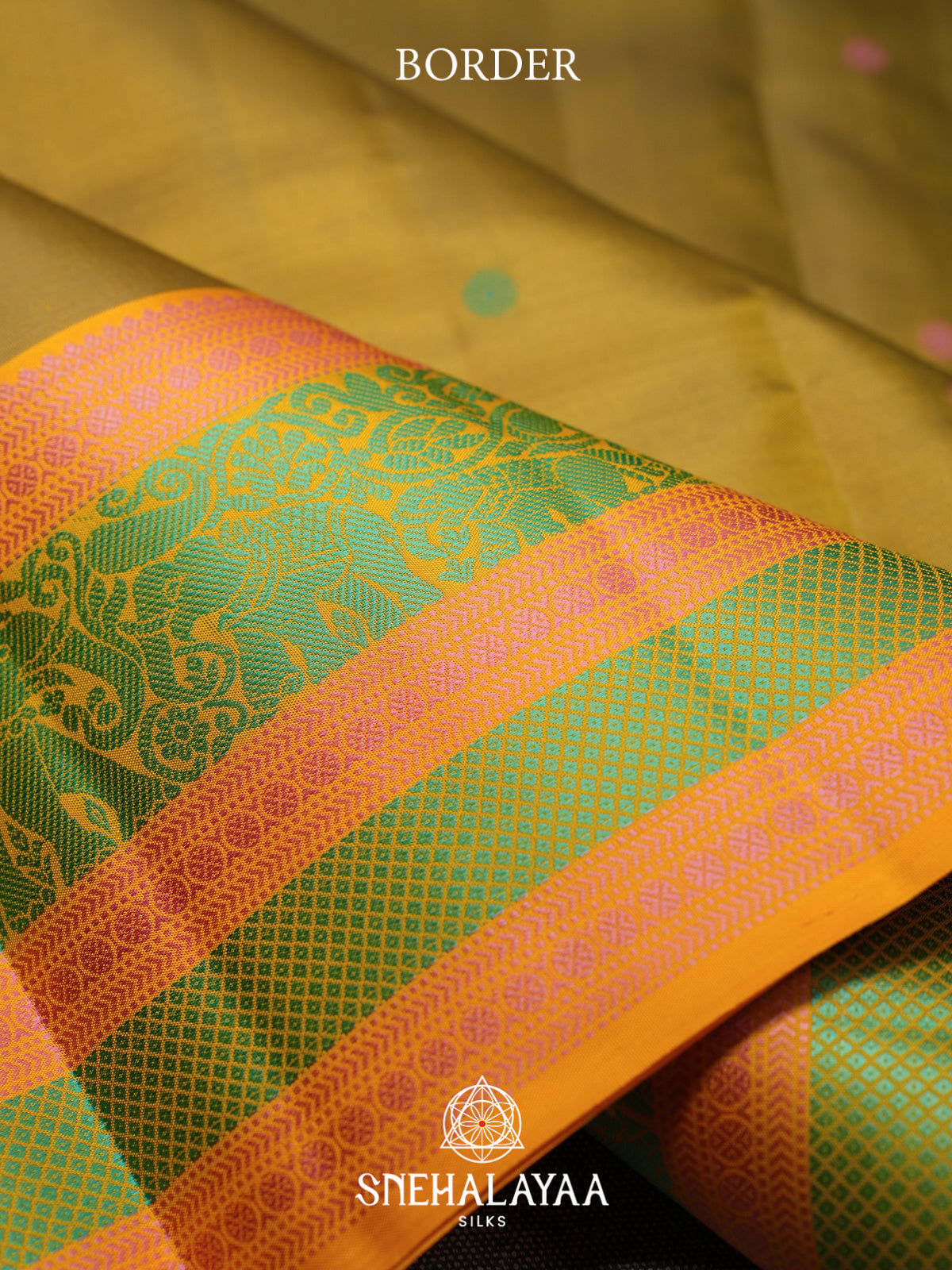 Olive Yellow Kanjivaram Silk Saree