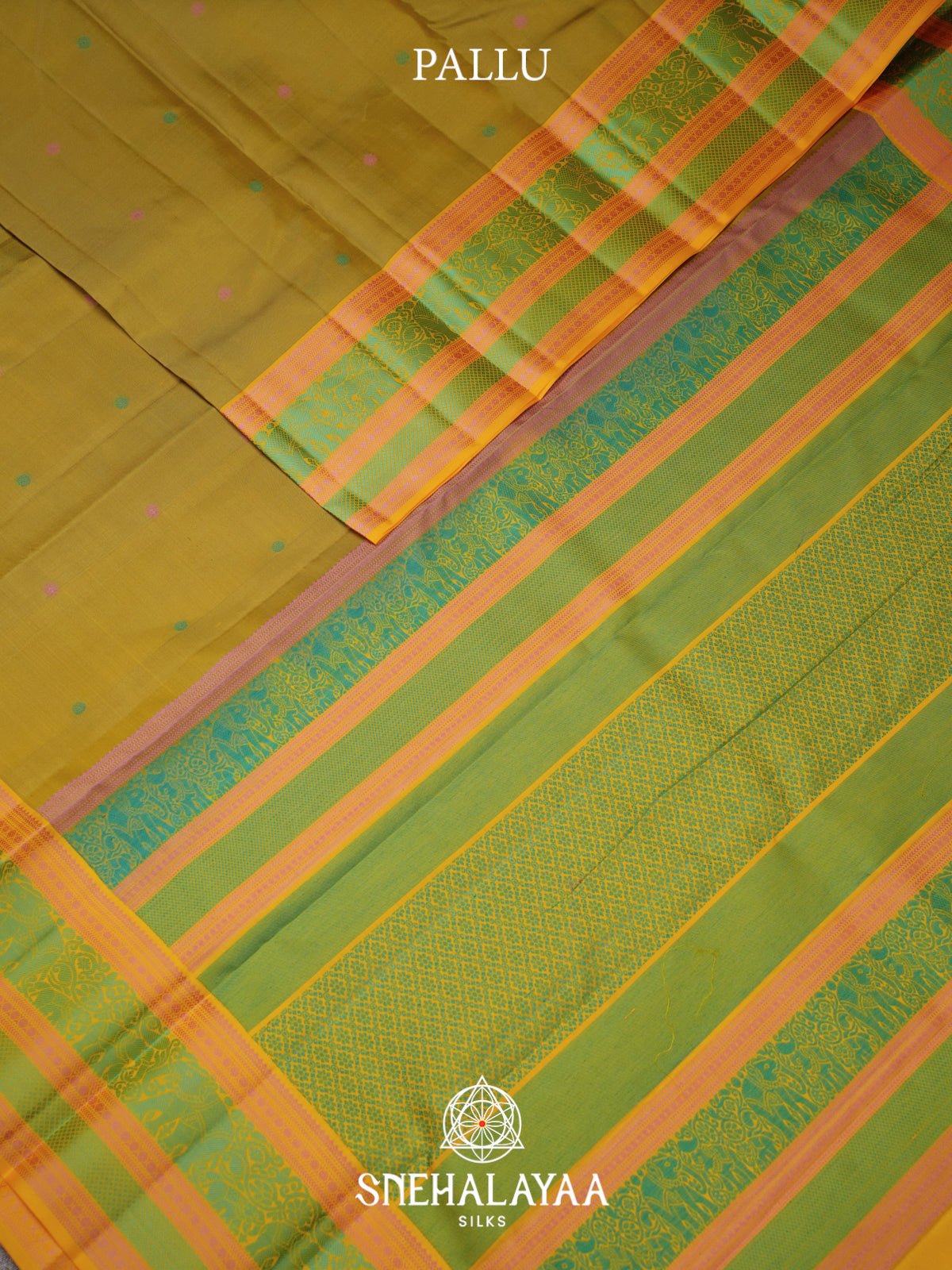 Olive Yellow Kanjivaram Silk Saree