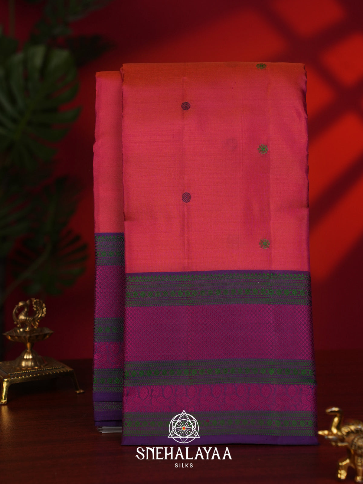 Ruby Pink Kanjivaram Silk Saree