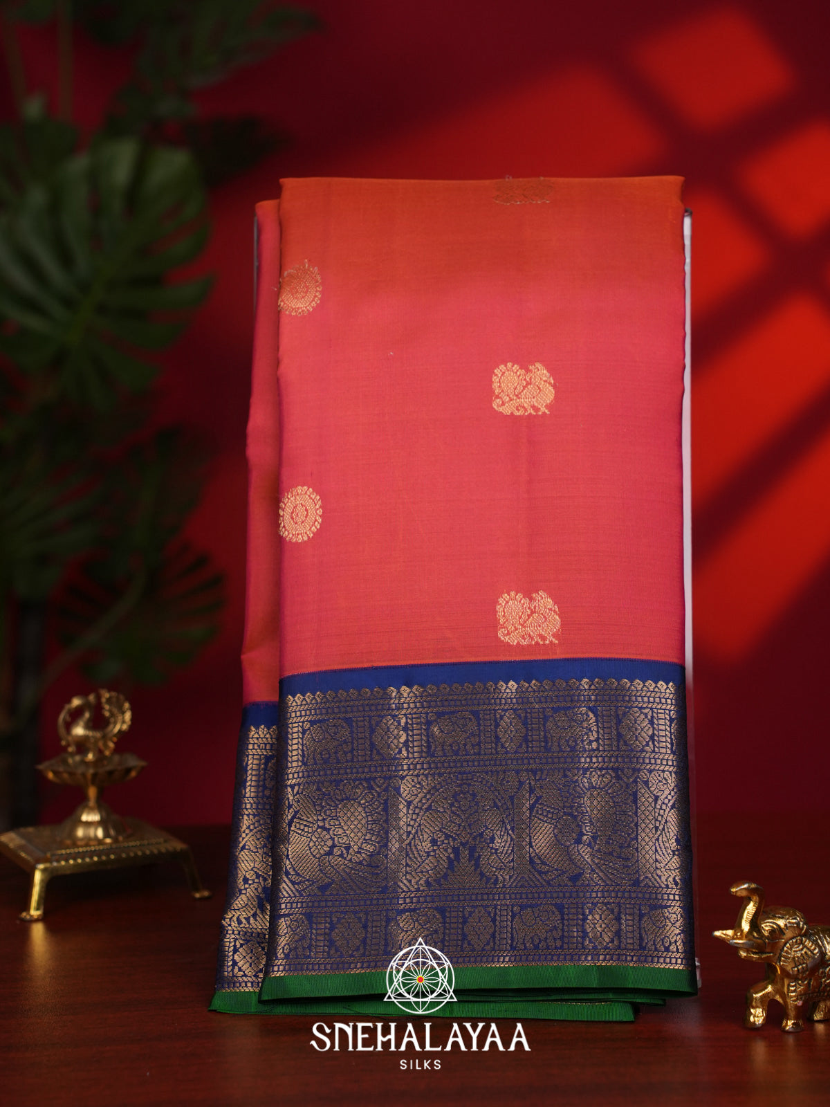 Ruby Pink Kanjivaram Silk Saree