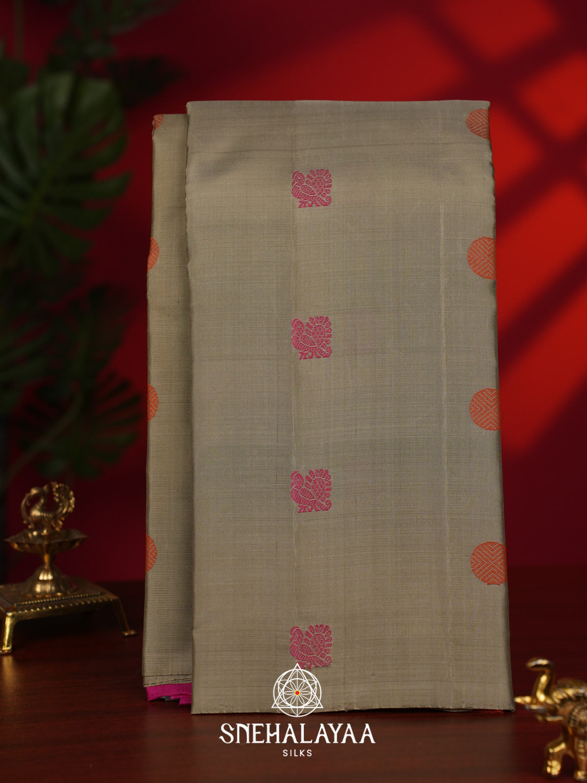 Beige Kanjivaram Silk Saree