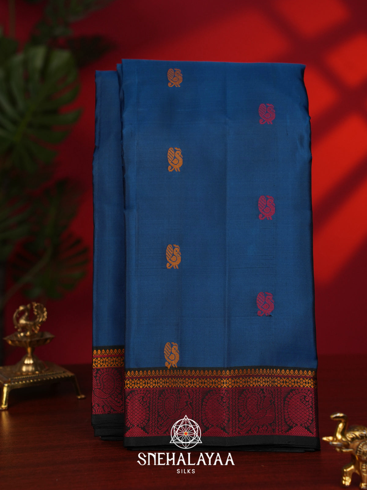 Ink Blue Kanjivaram Silk Saree