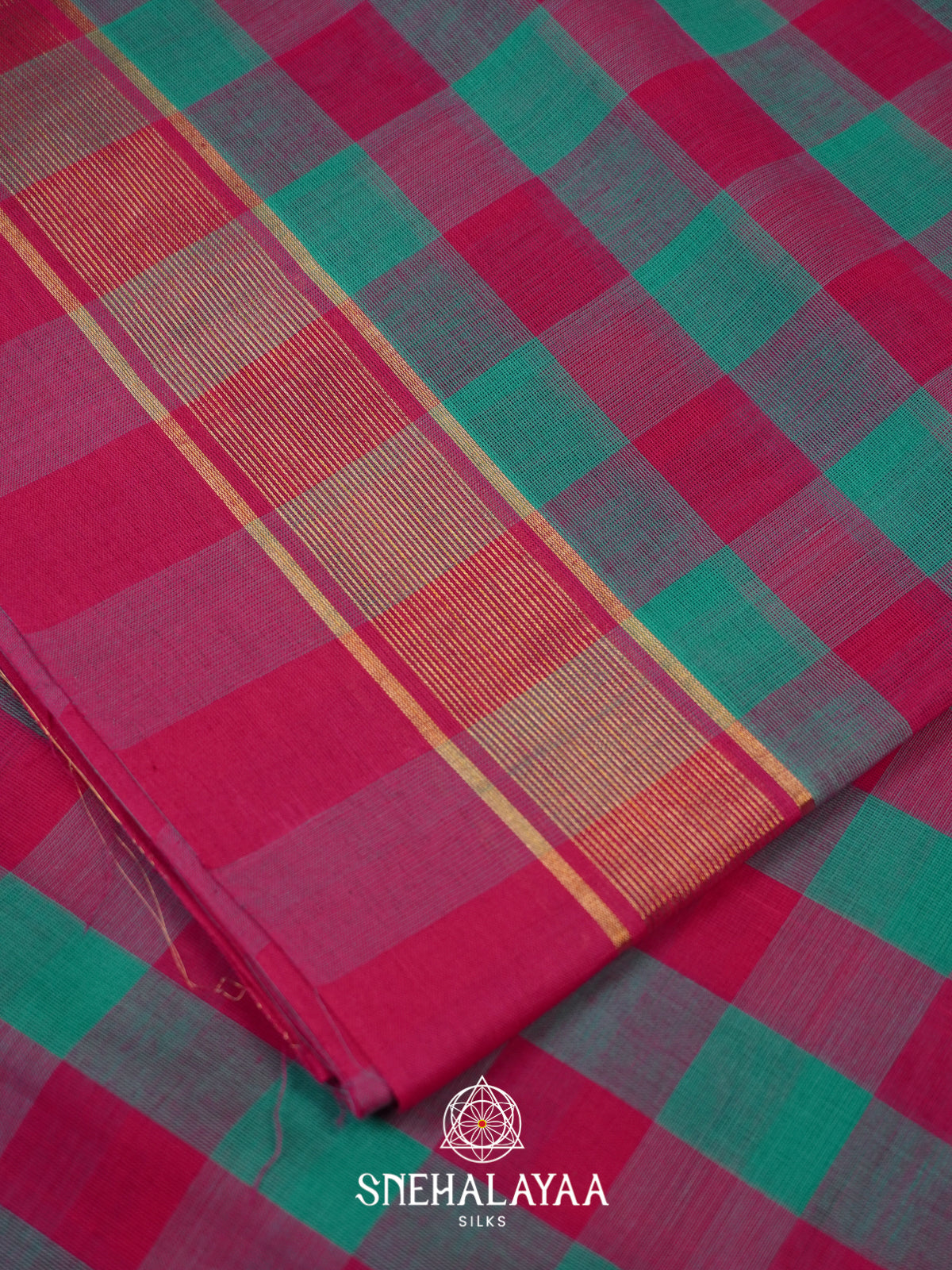 Multi Colour Checks Handloom Cotton Saree