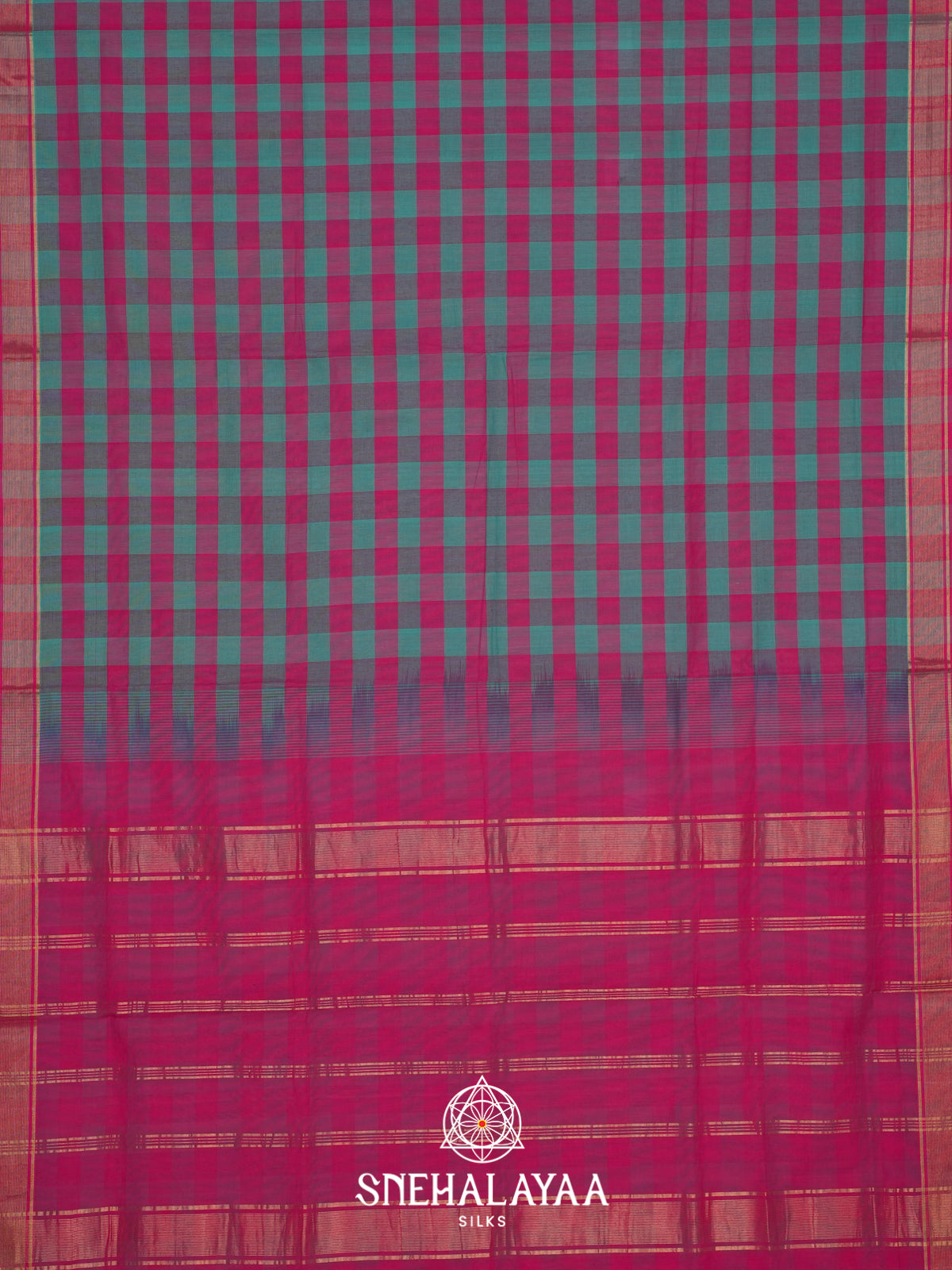 Multi Colour Checks Handloom Cotton Saree