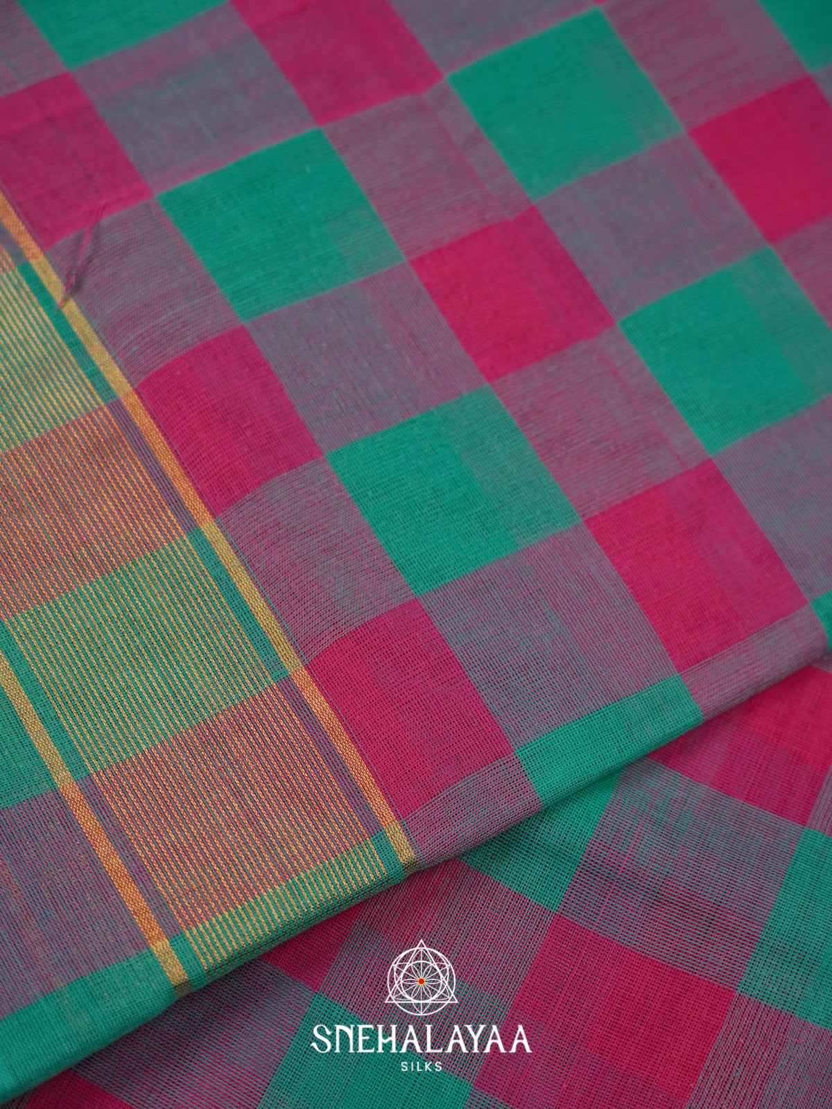 Multi Colour Checks Handloom Cotton Saree