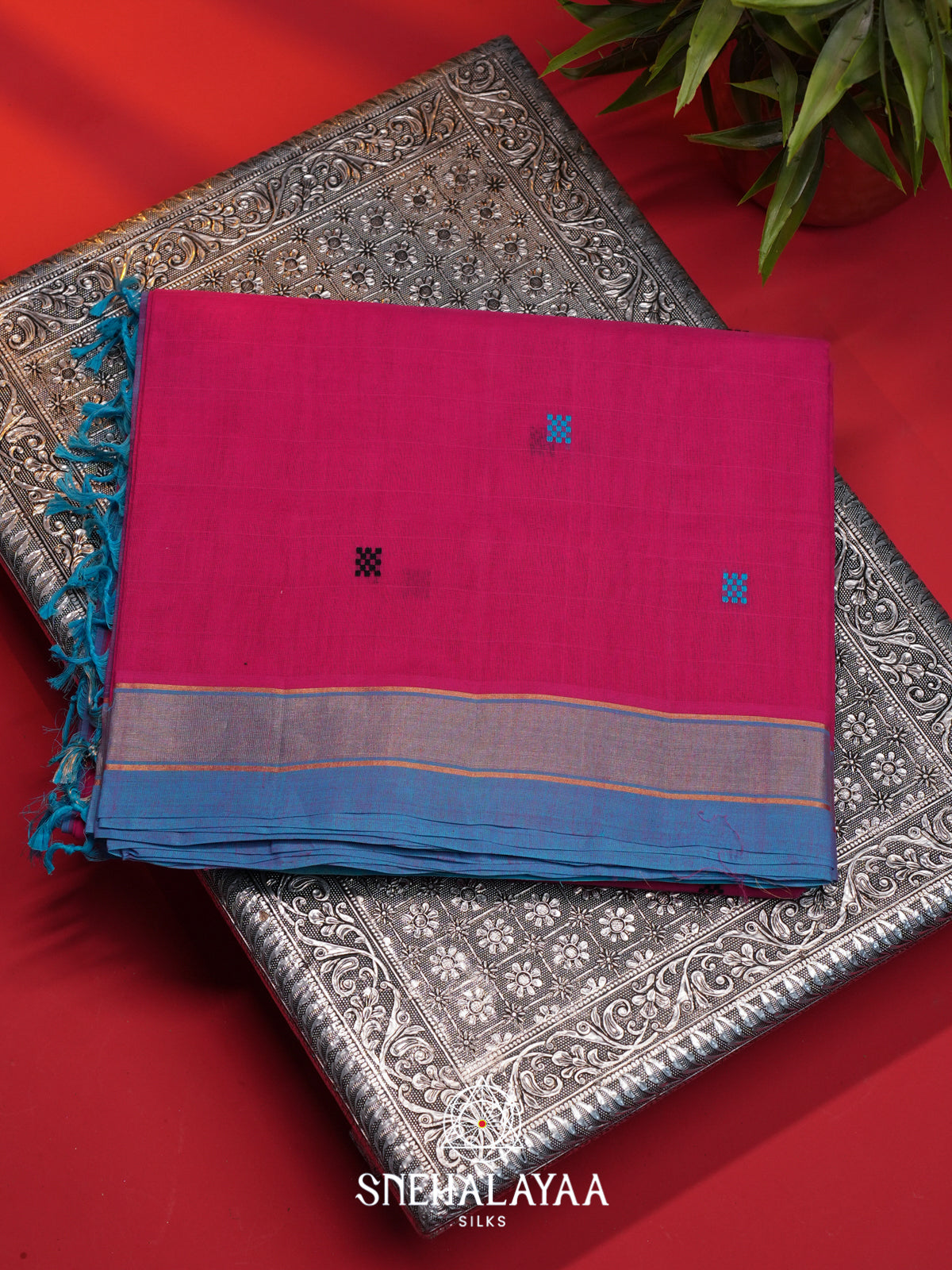 Pink Handloom Cotton Saree