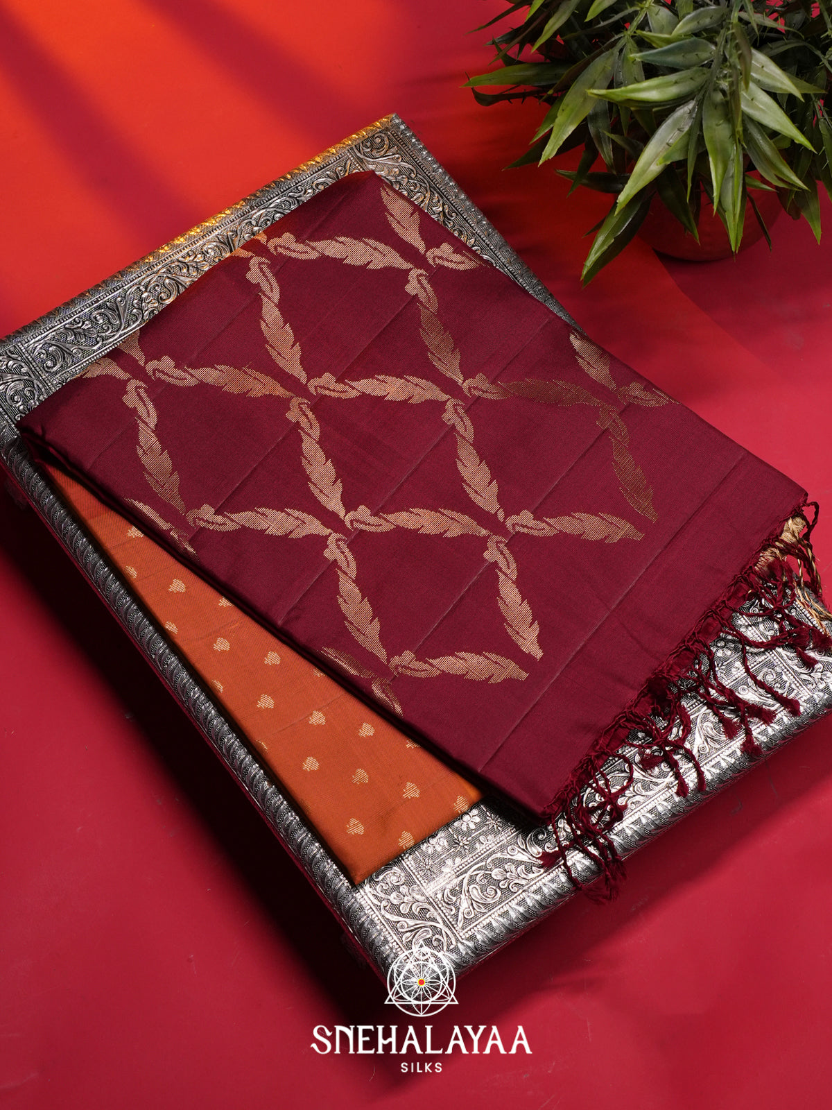 Rust Orange Soft Silk Saree