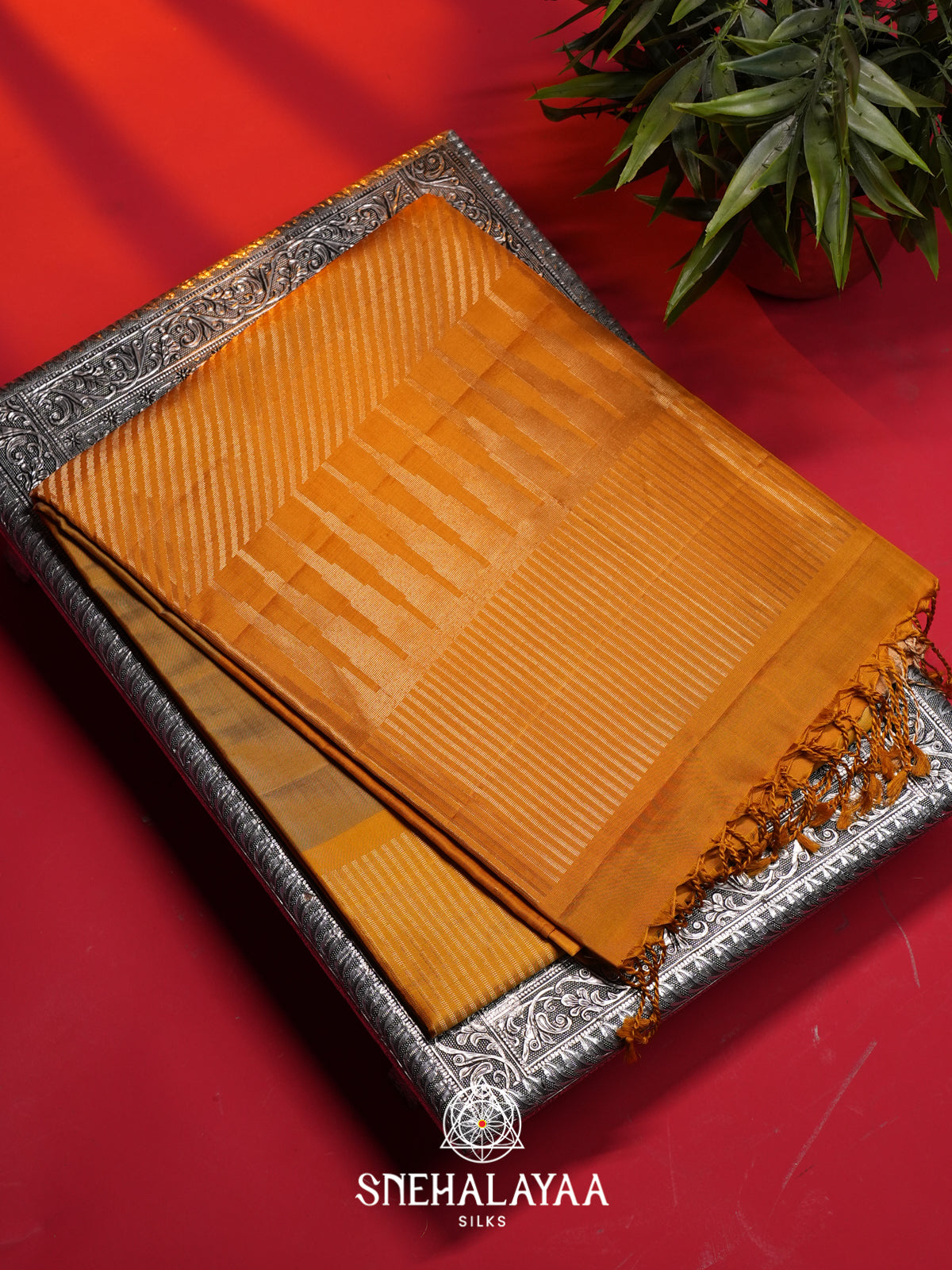 Mustard Yellow Soft Silk Saree