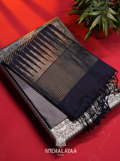 Midnight Navy Blue Soft Silk Saree