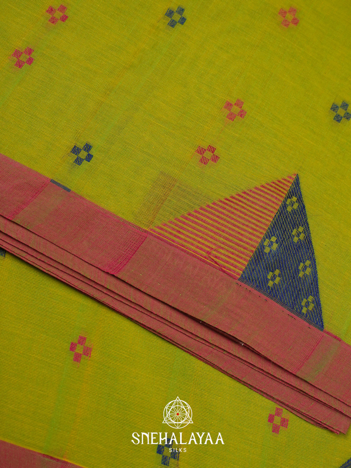Lime Green Handloom Cotton Saree