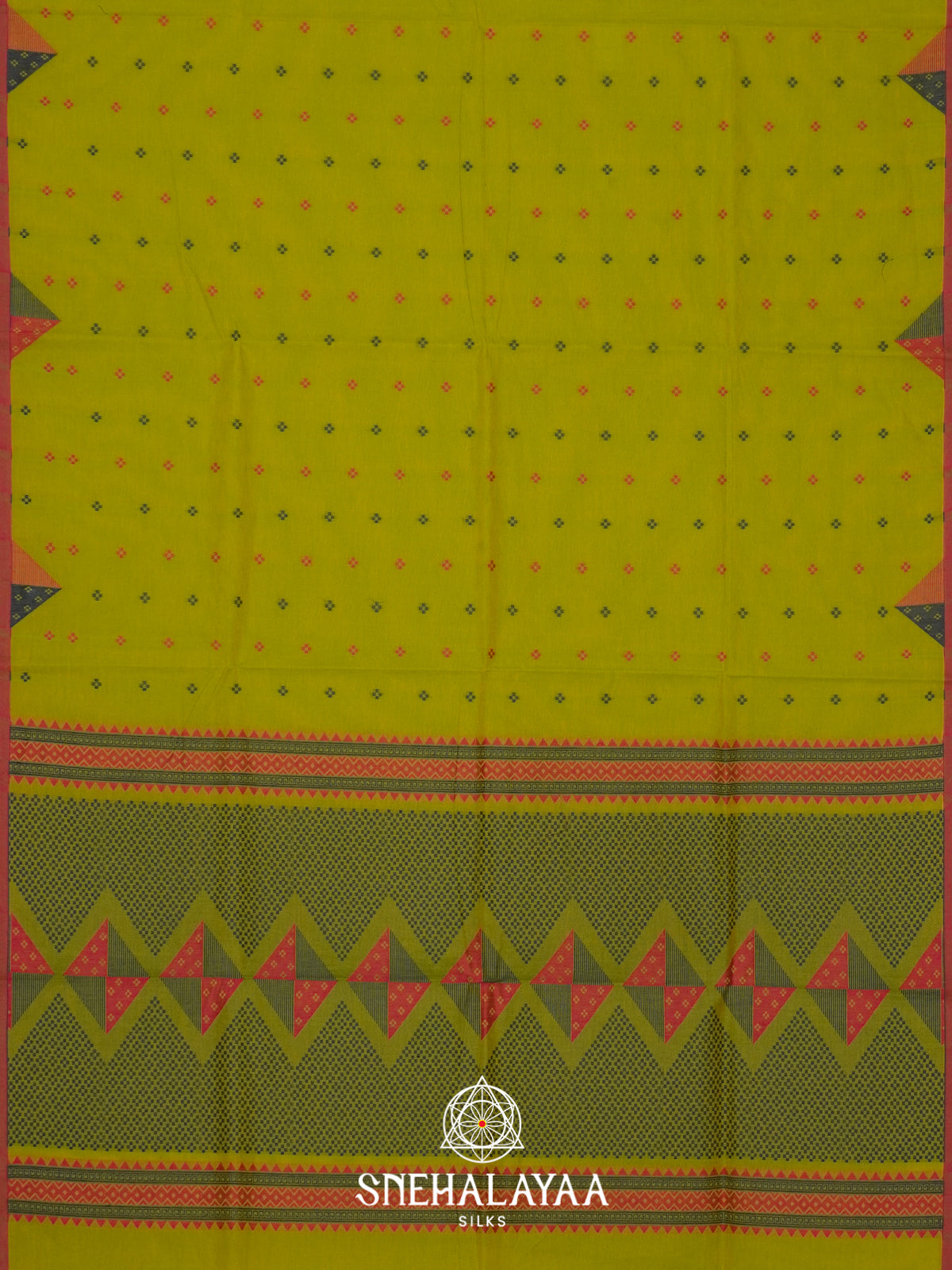Lime Green Handloom Cotton Saree