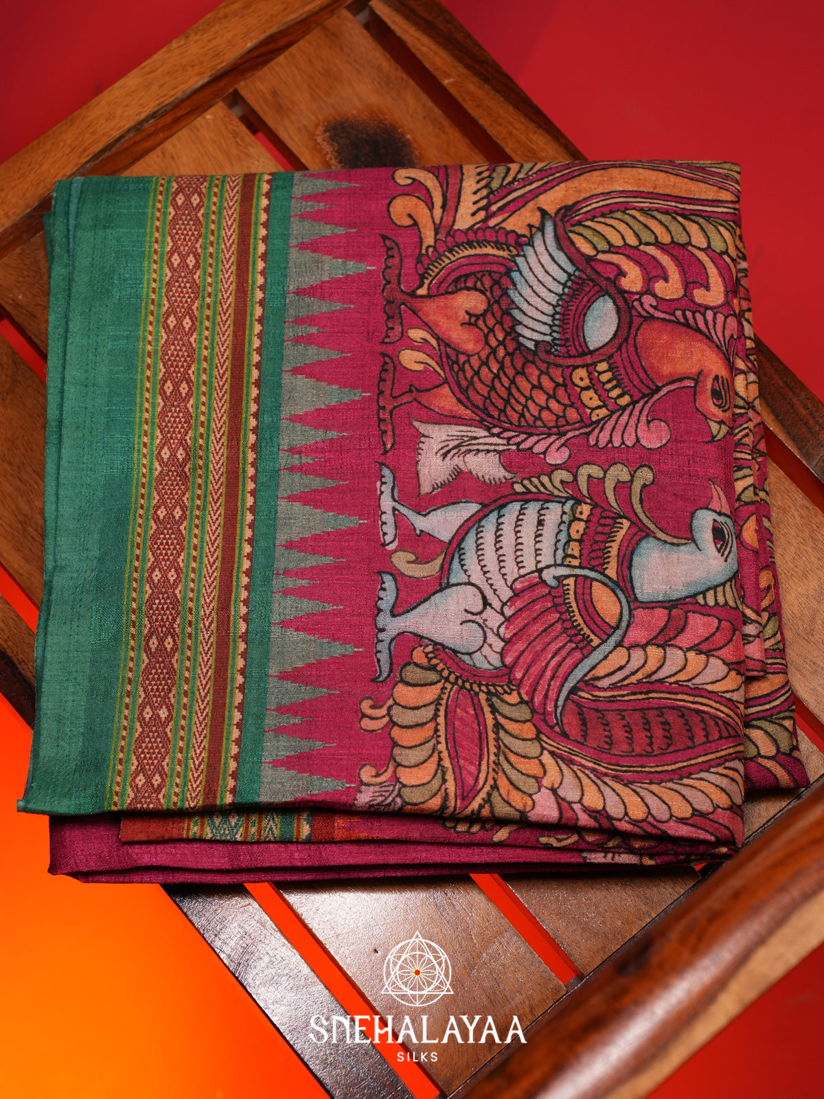 Ruby Red Tussar Saree