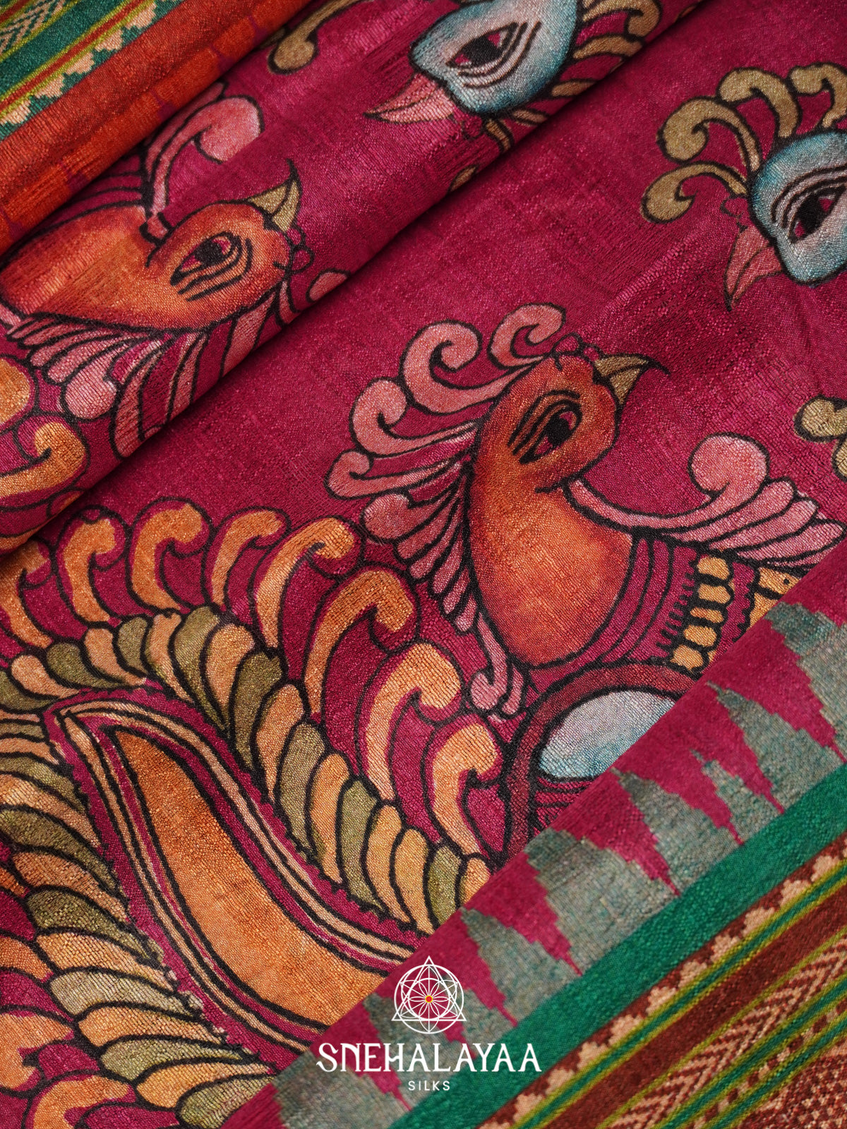 Ruby Red Tussar Saree