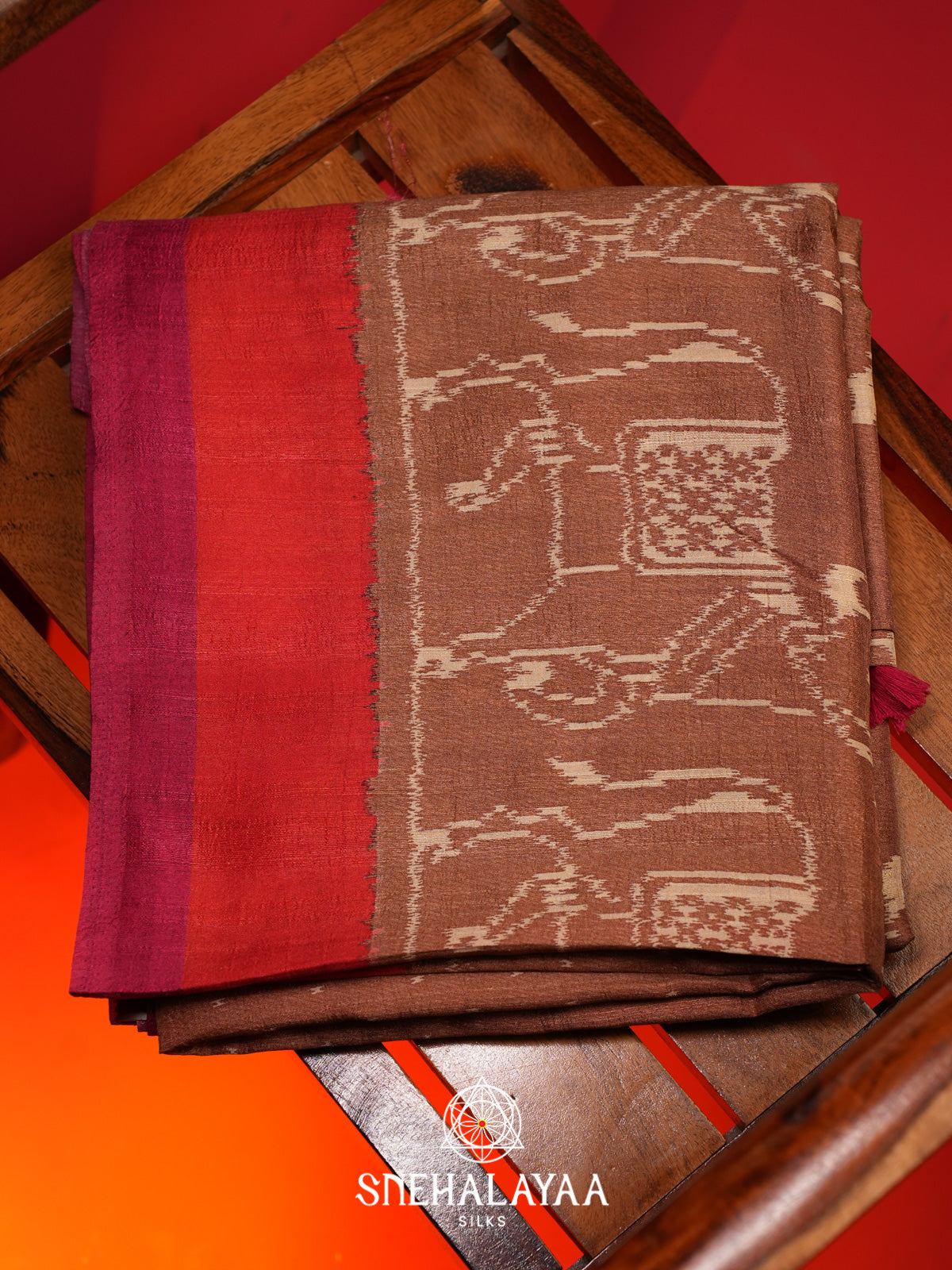 Rust Brown Tussar Saree