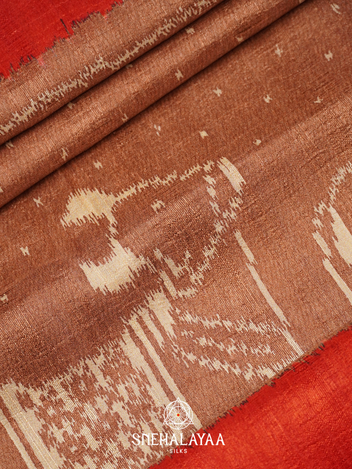 Rust Brown Tussar Saree