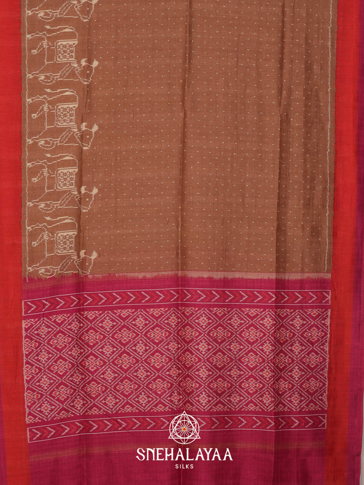 Rust Brown Tussar Saree