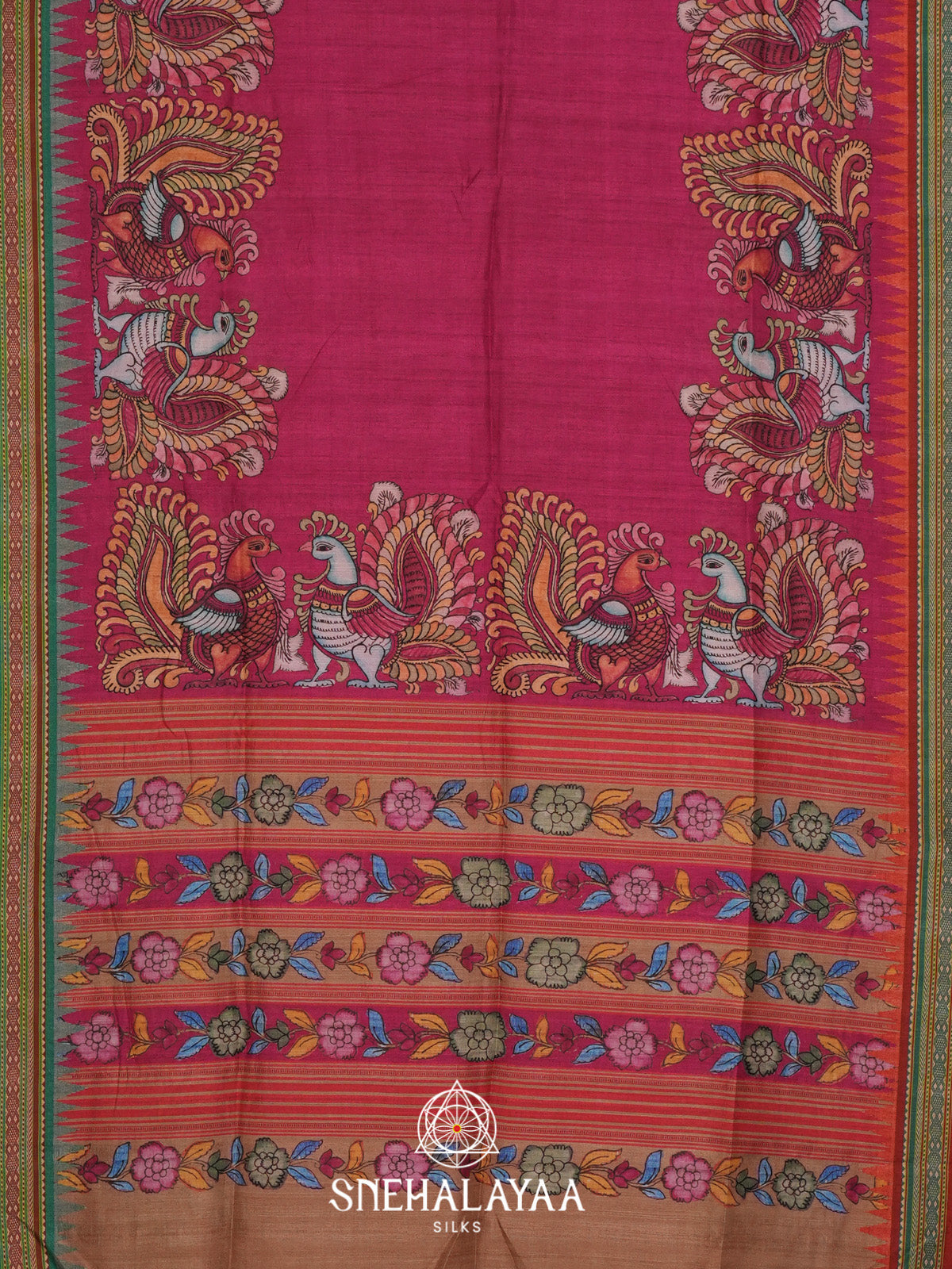 Pink Tussar Saree