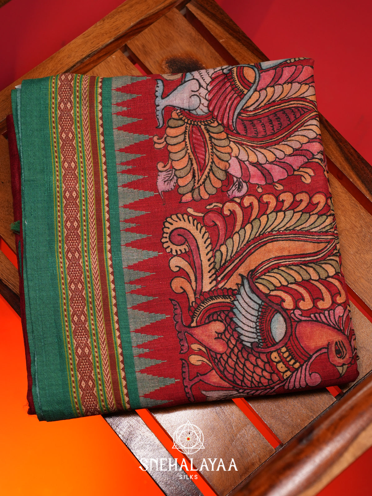 Maroon Tussar Saree