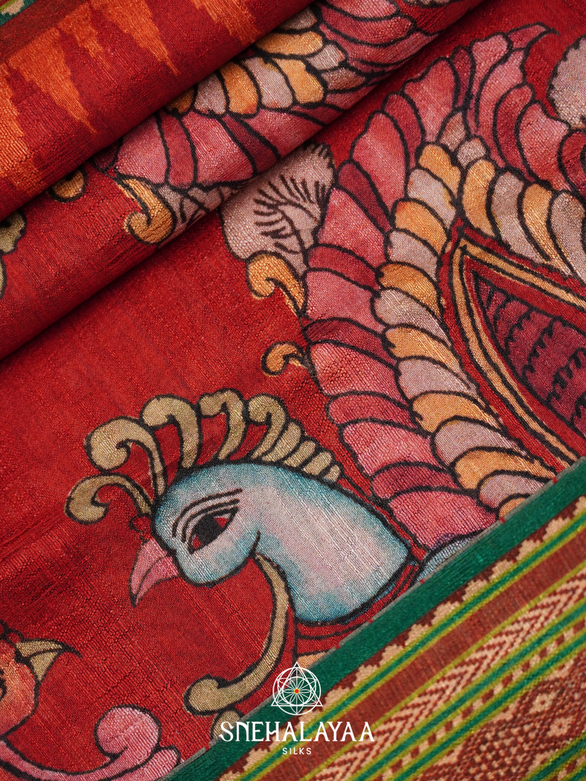 Maroon Tussar Saree