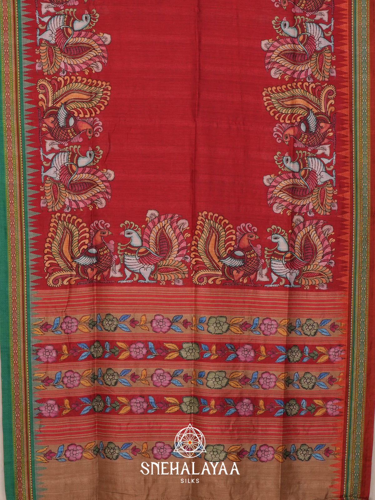 Maroon Tussar Saree