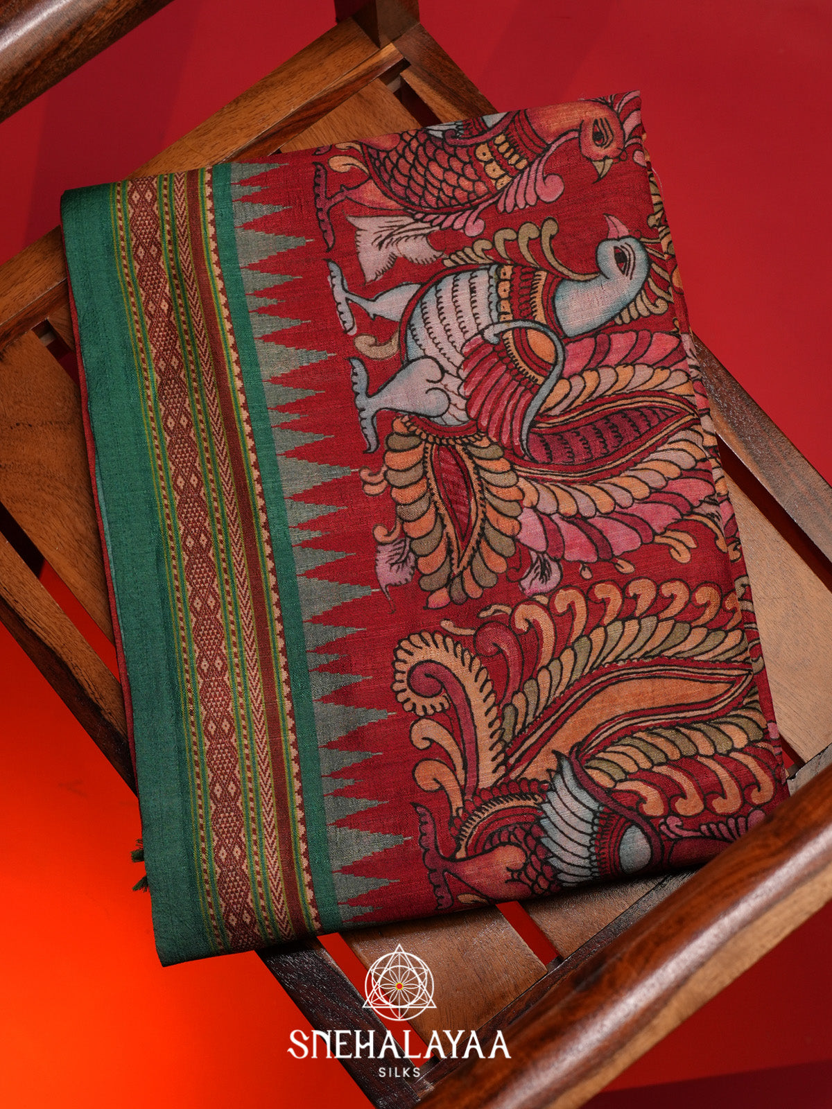Red Tussar Saree