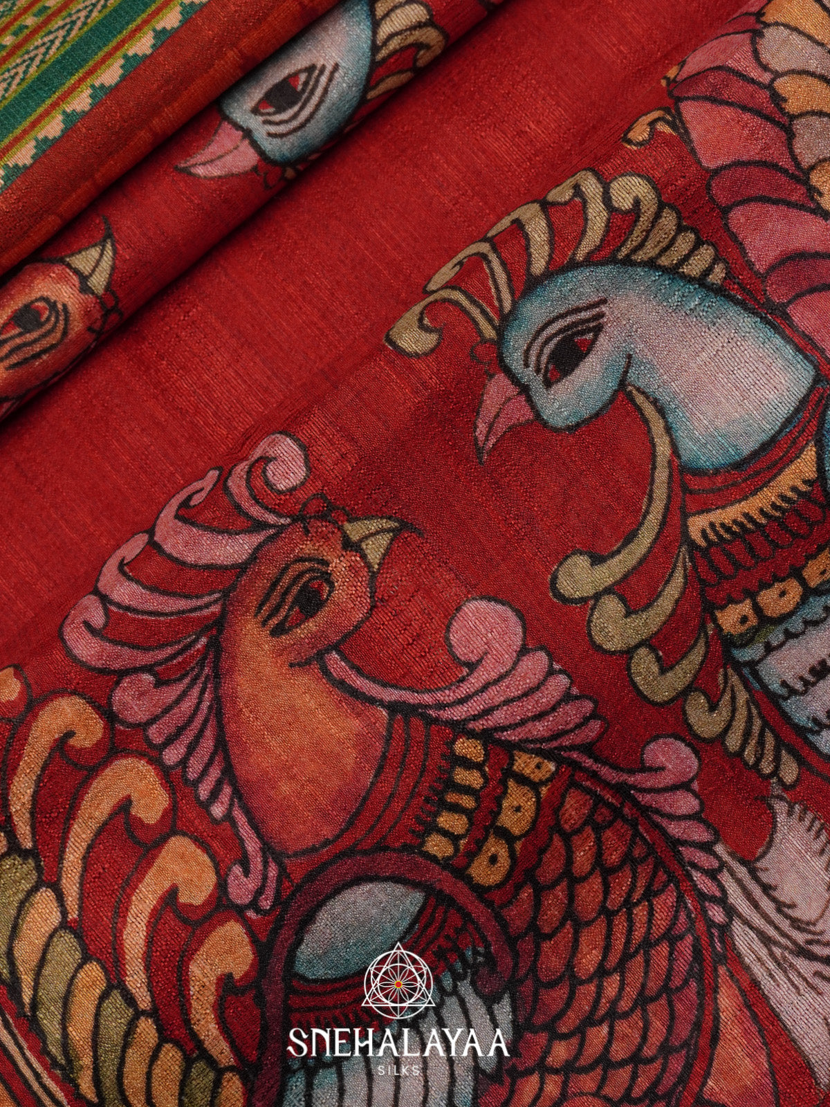 Red Tussar Saree