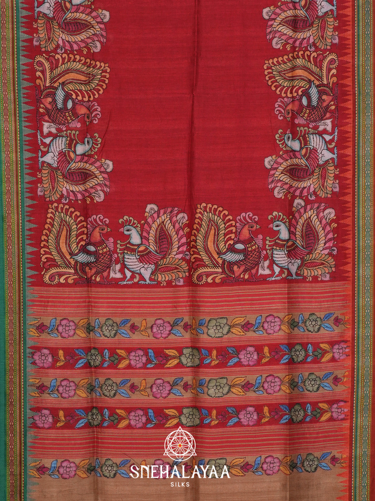 Red Tussar Saree