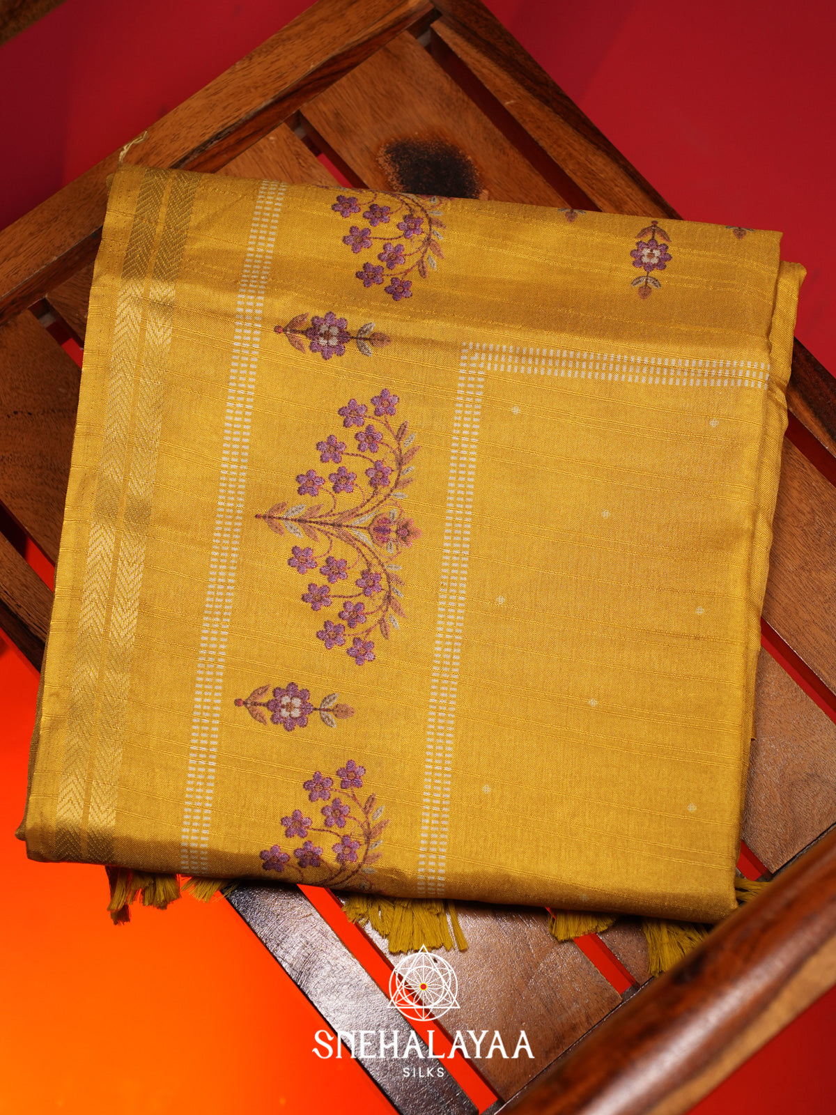 Yellow Tussar Saree