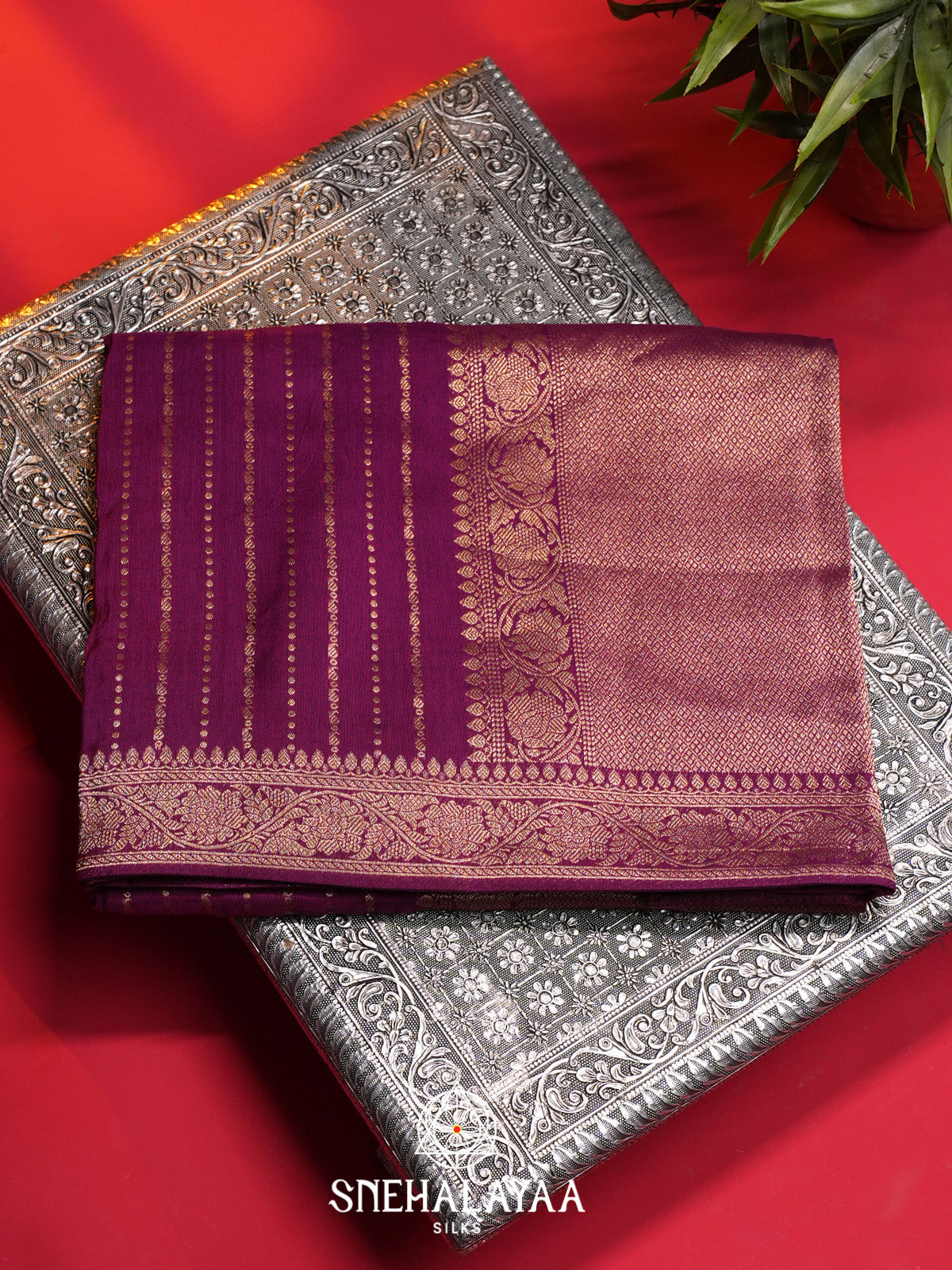 Magenta Banaras Saree
