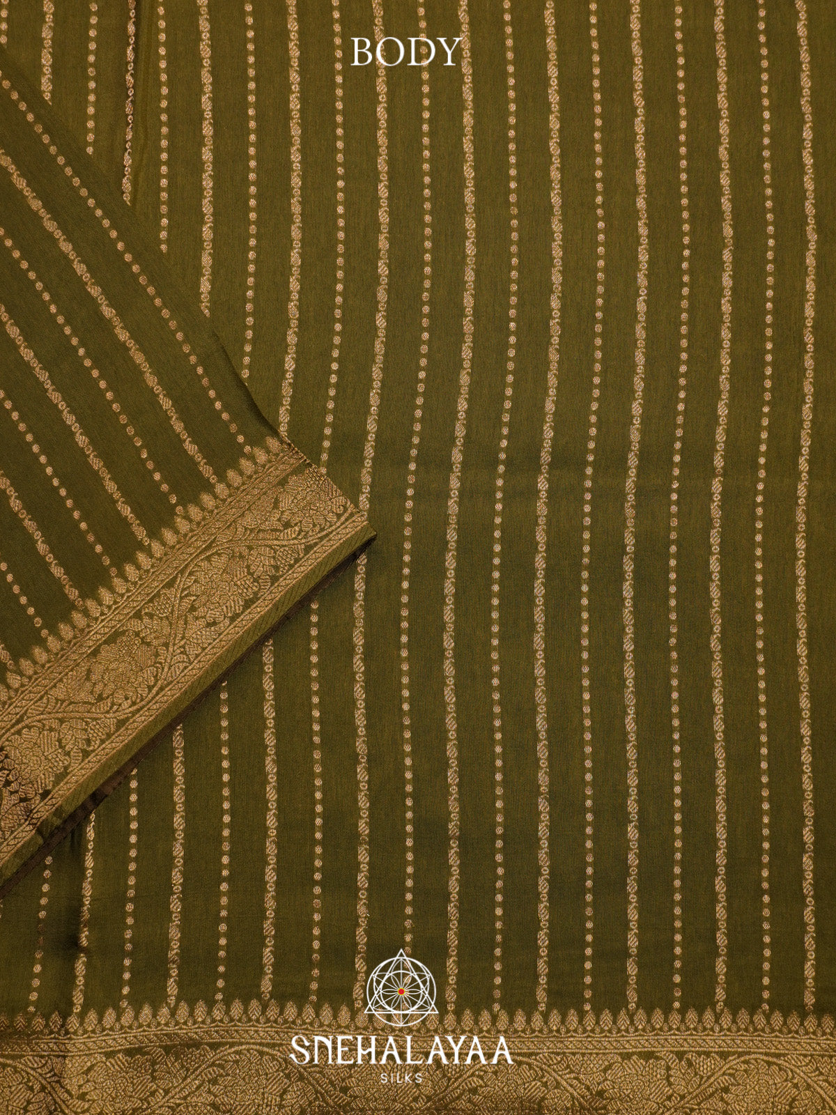Olive Green Banaras Saree
