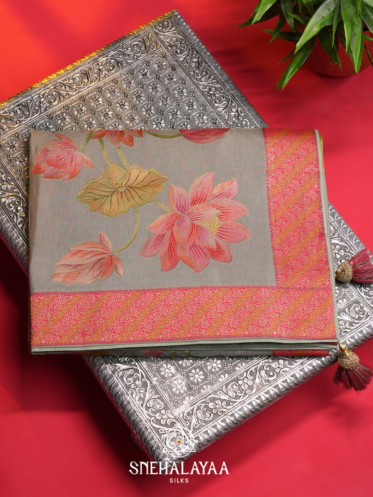 Beige Gold Dola Saree