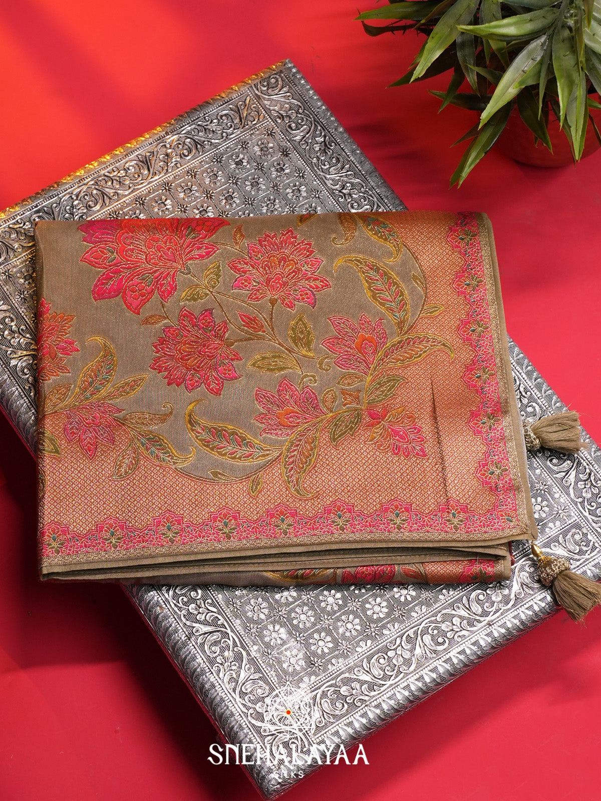 Beige Gold Dola Saree