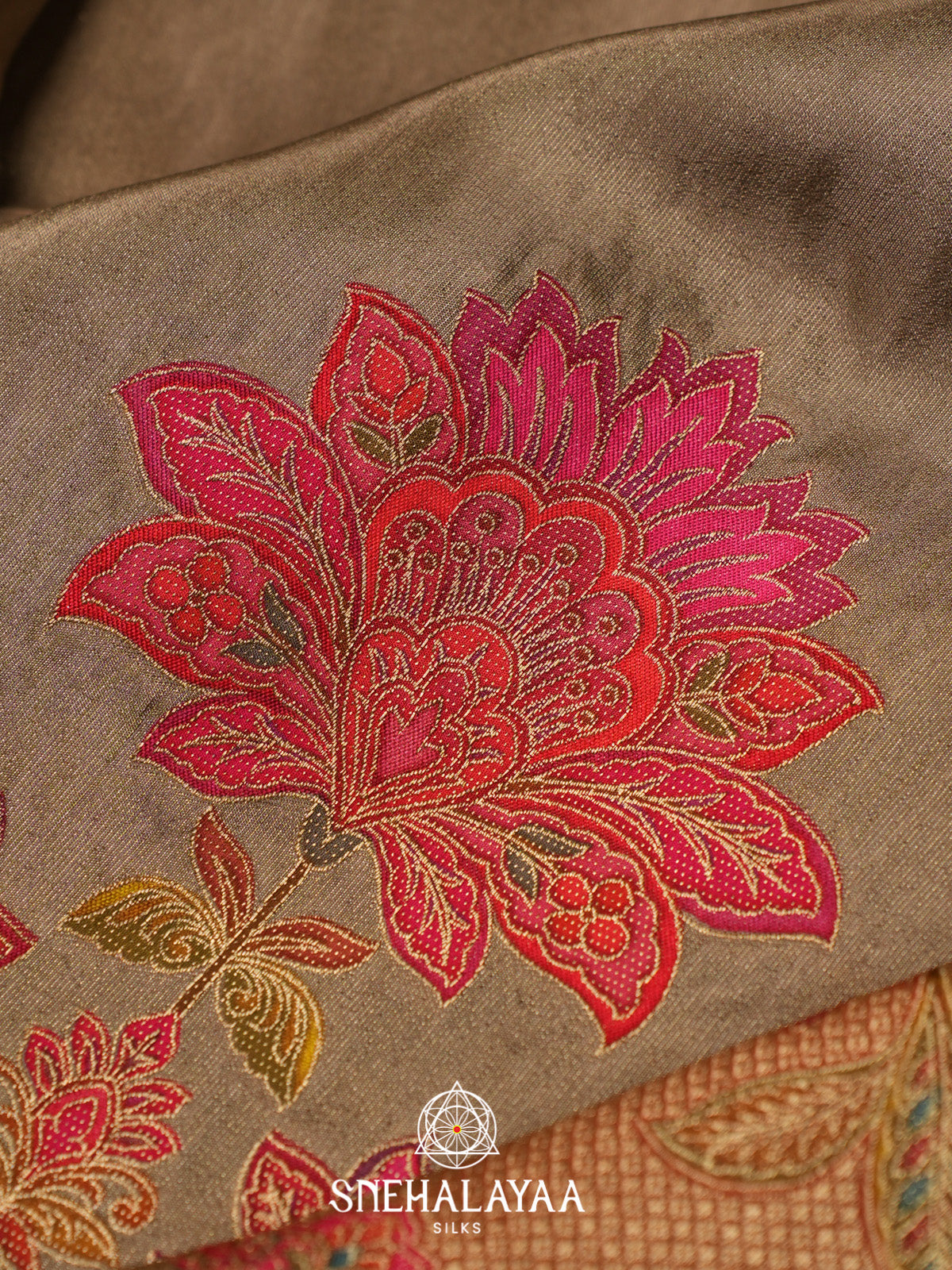 Beige Gold Dola Saree