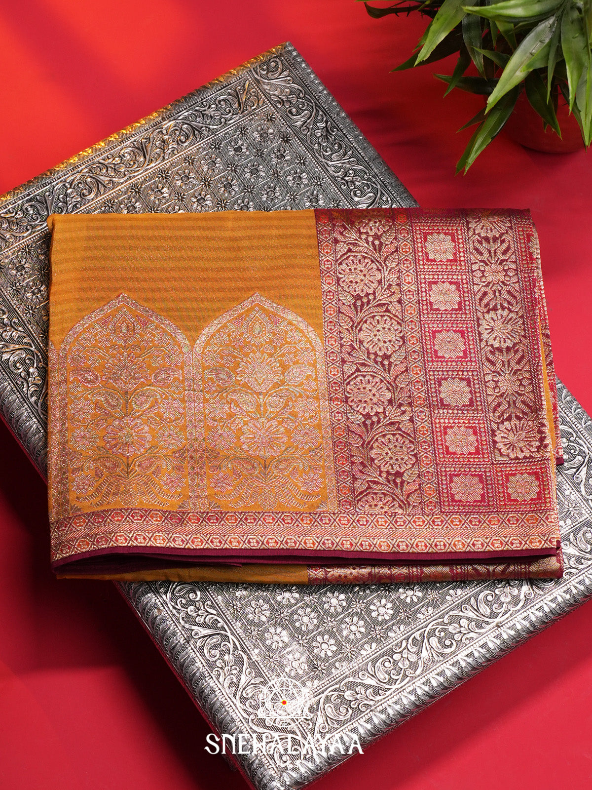 Mango Yellow Dola Saree