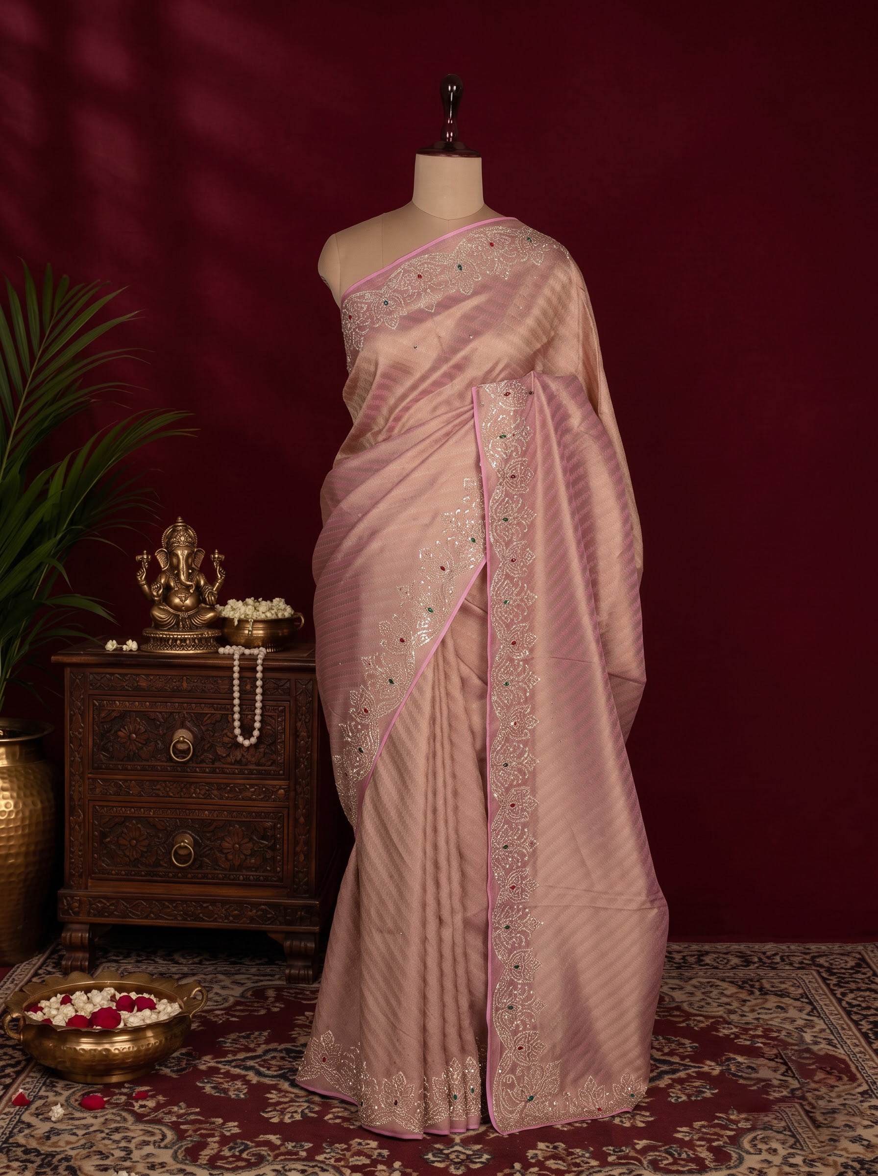 Rose Pink Designer Saree