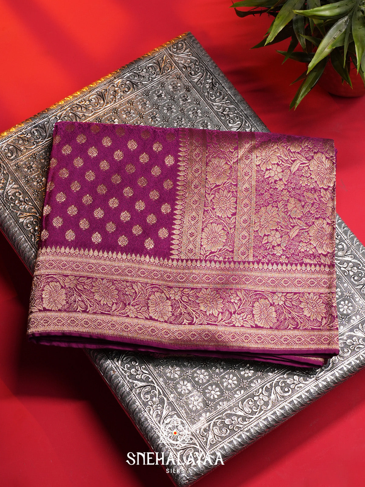 Magenta Banaras Saree