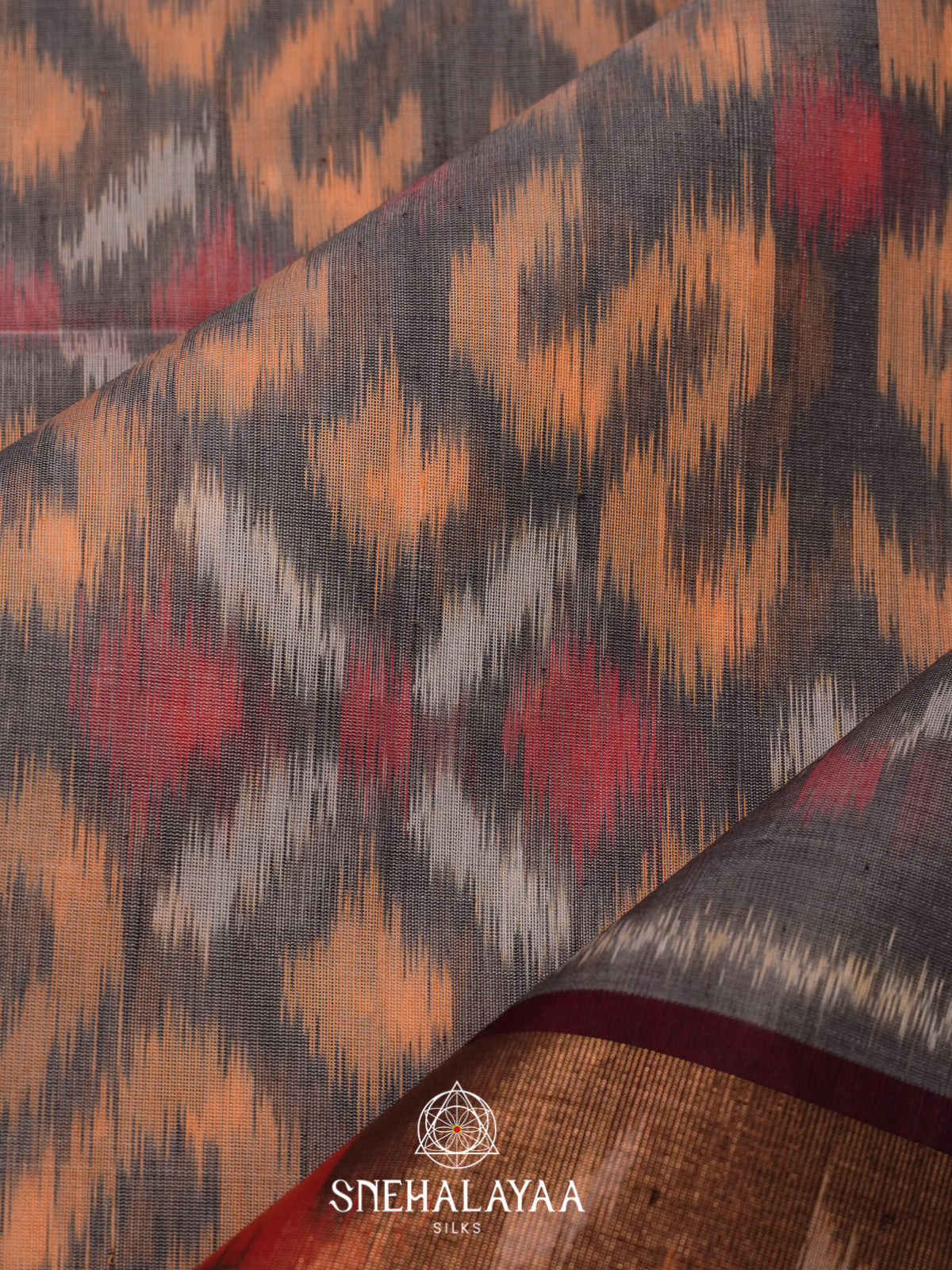 Grey Ikat Silk Cotton Saree