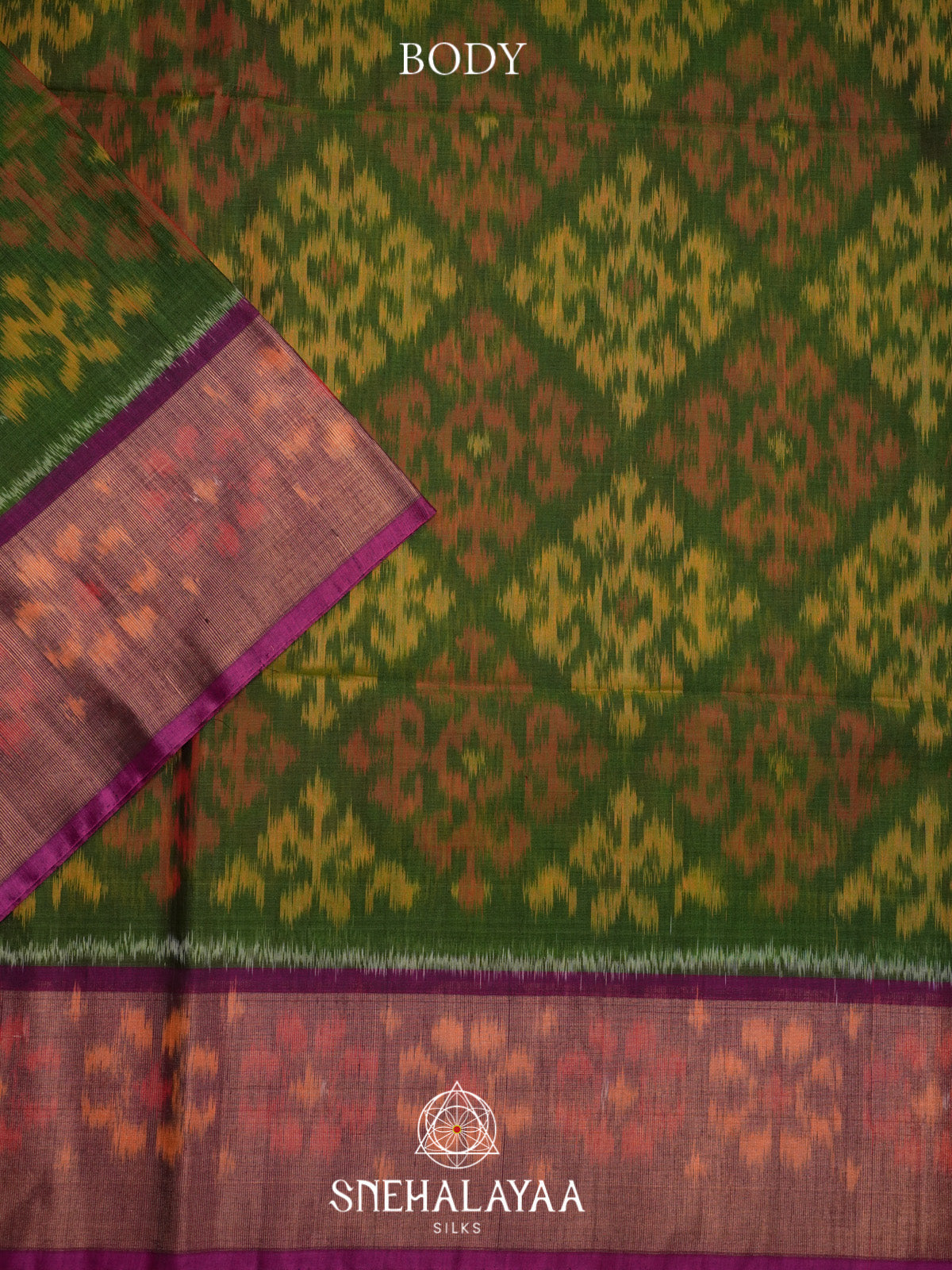 Emerald Green Ikat Silk Cotton Saree