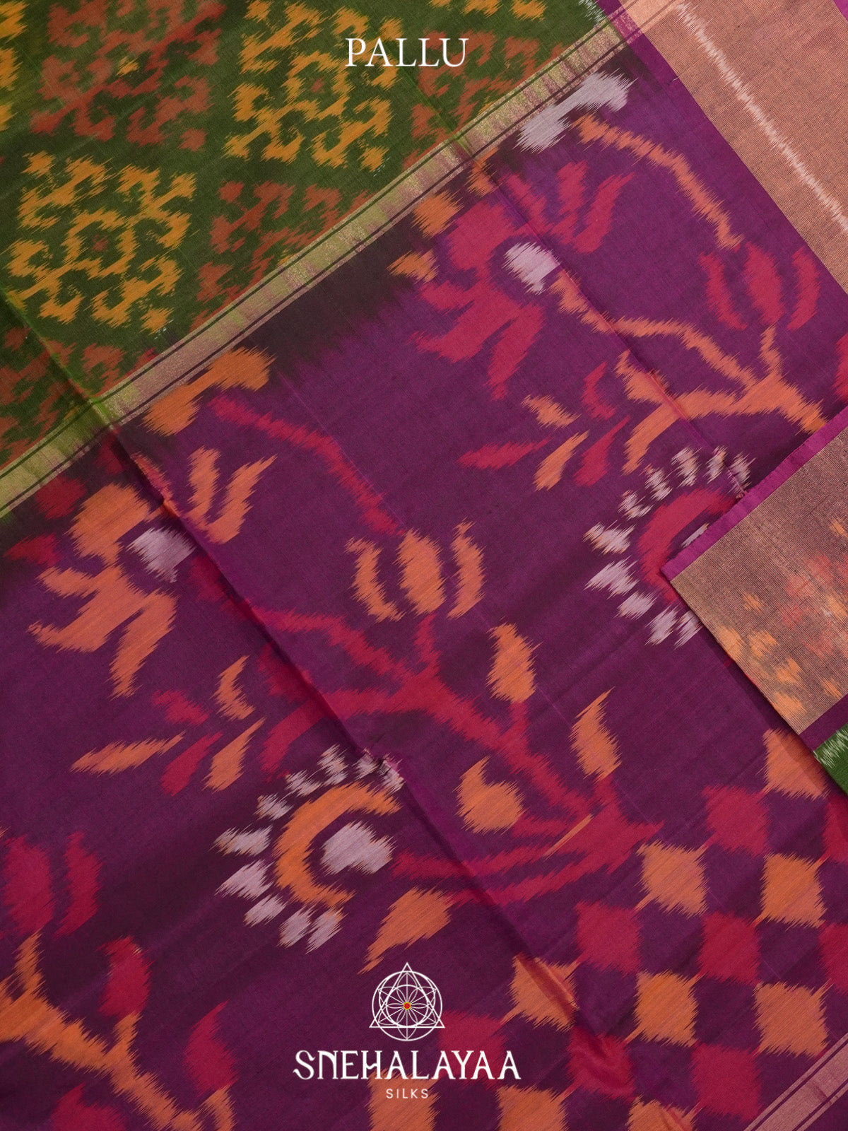 Emerald Green Ikat Silk Cotton Saree