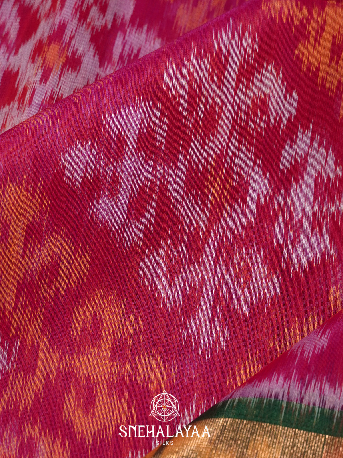 Pink Ikat Silk Cotton Saree