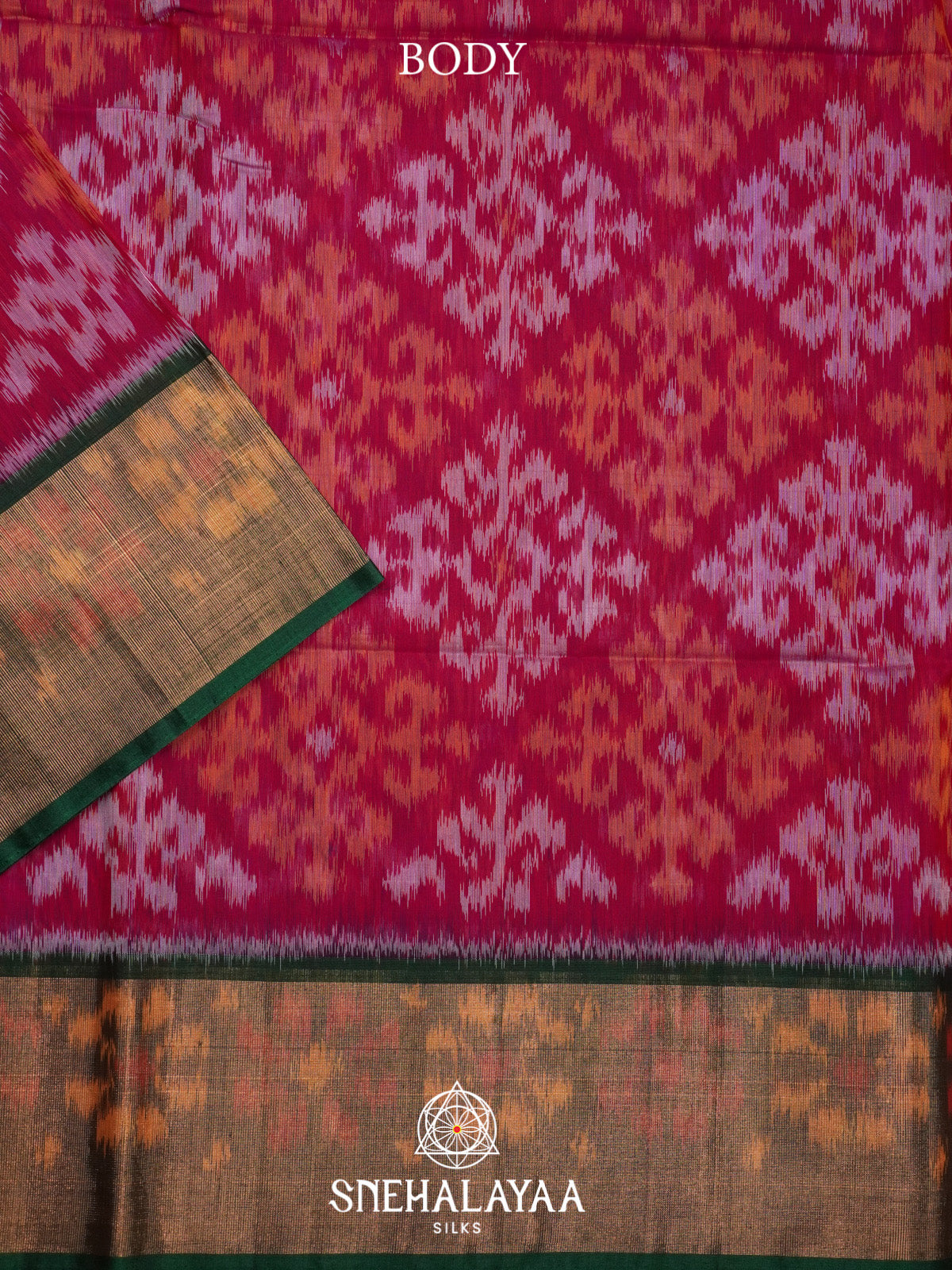 Pink Ikat Silk Cotton Saree