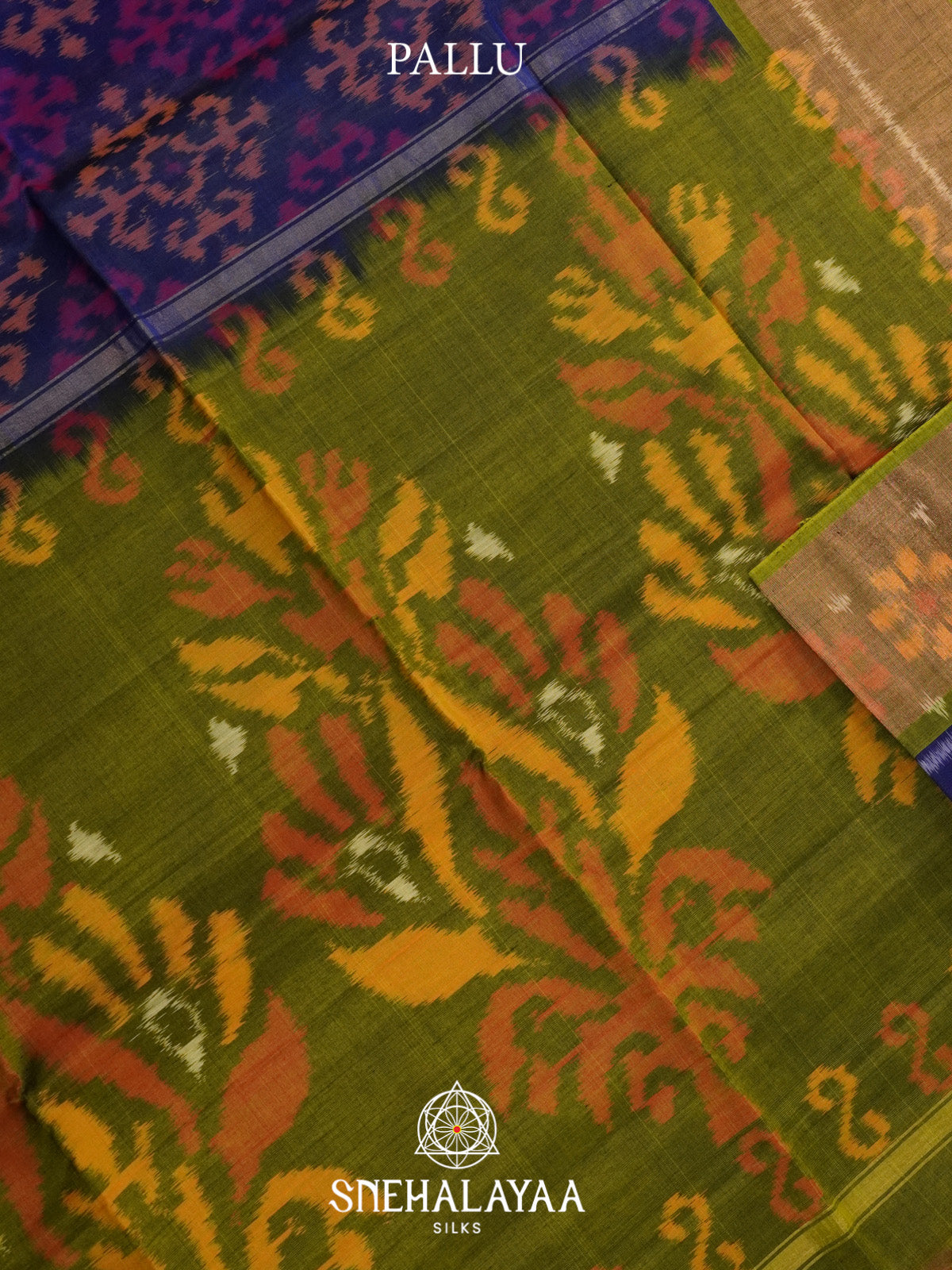 Navy Blue Ikat Silk Cotton Saree