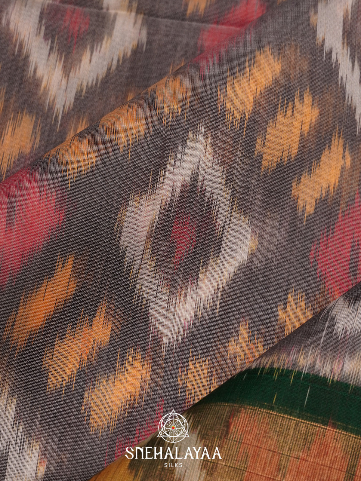Grey Ikat Silk Cotton Saree