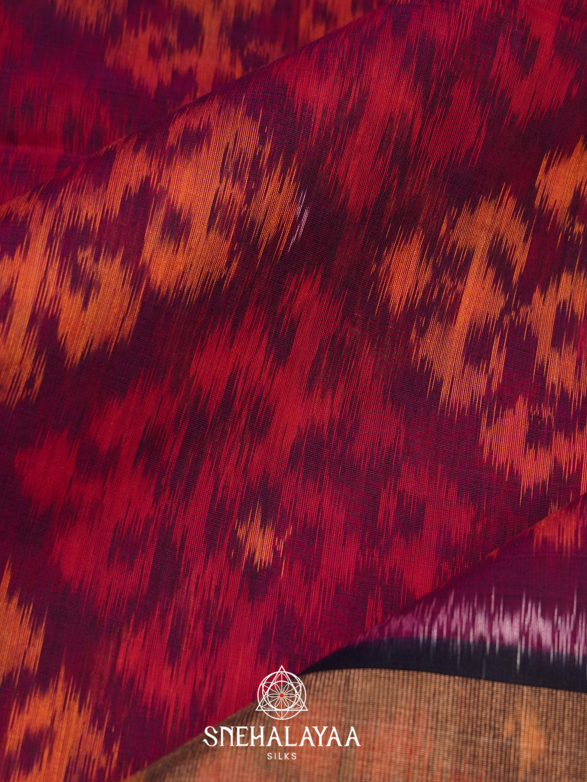 Magenta Pink Ikat Silk Cotton Saree