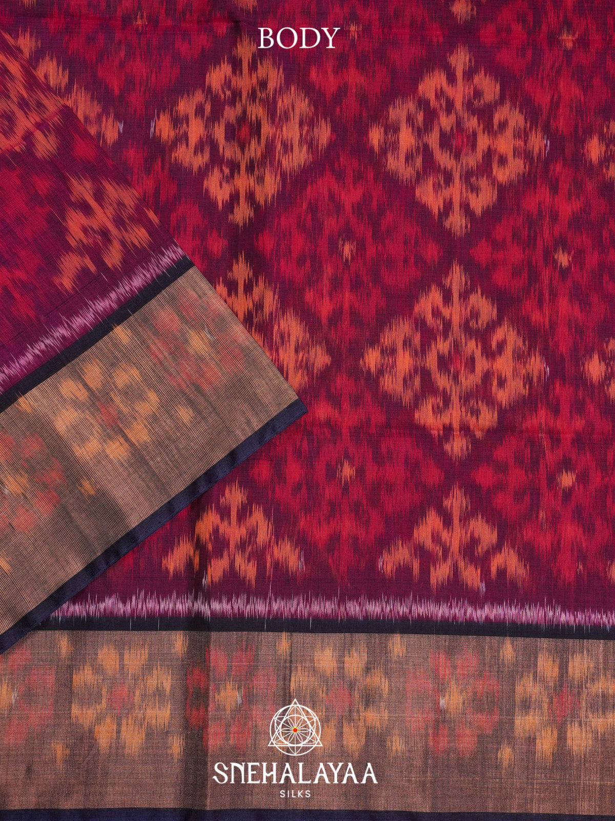 Magenta Pink Ikat Silk Cotton Saree
